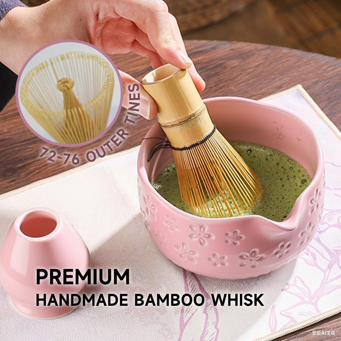 7-teiliges Matcha-Teeset, Rosa