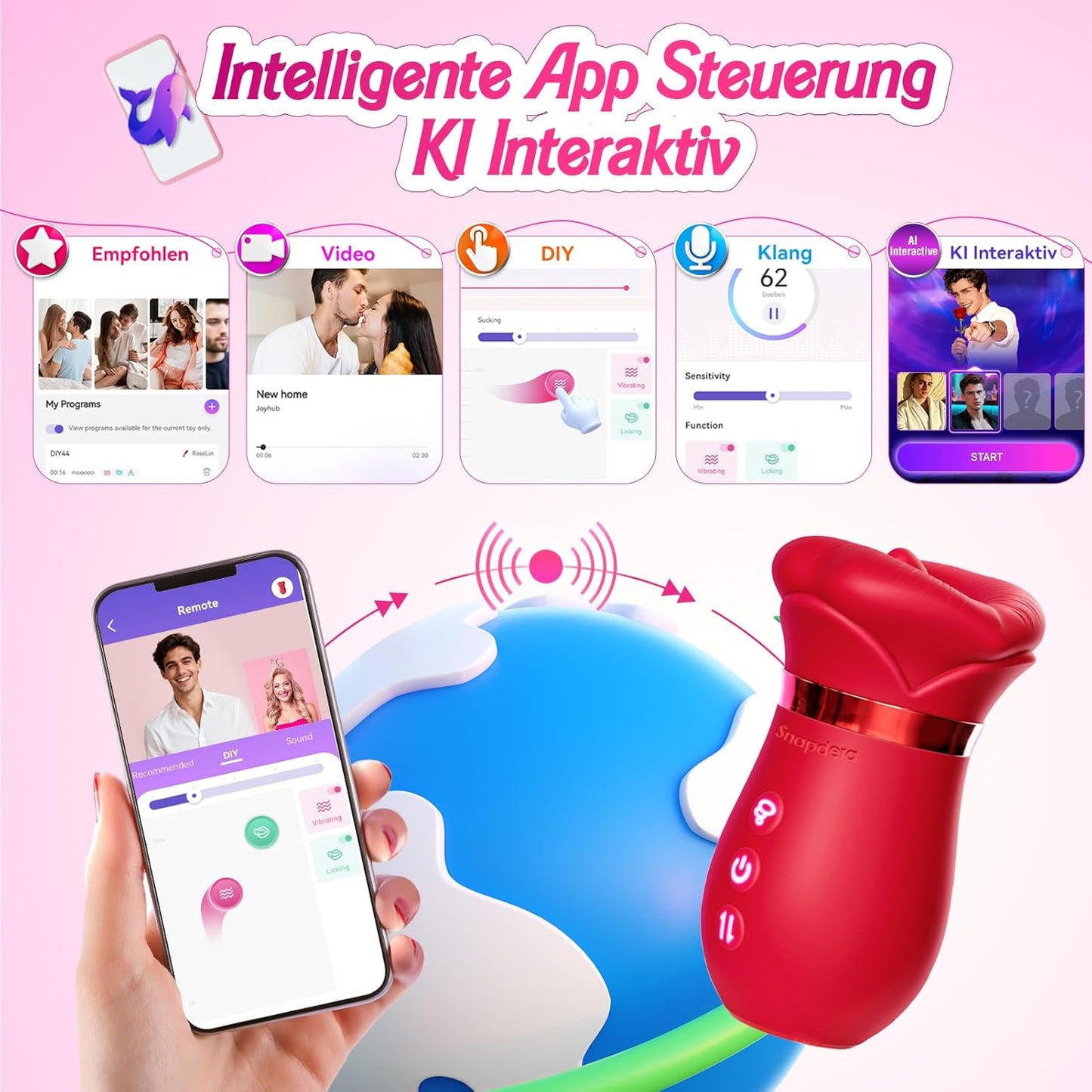 Vibratorenset für Frauen mit KI-App und Leckvibrationen