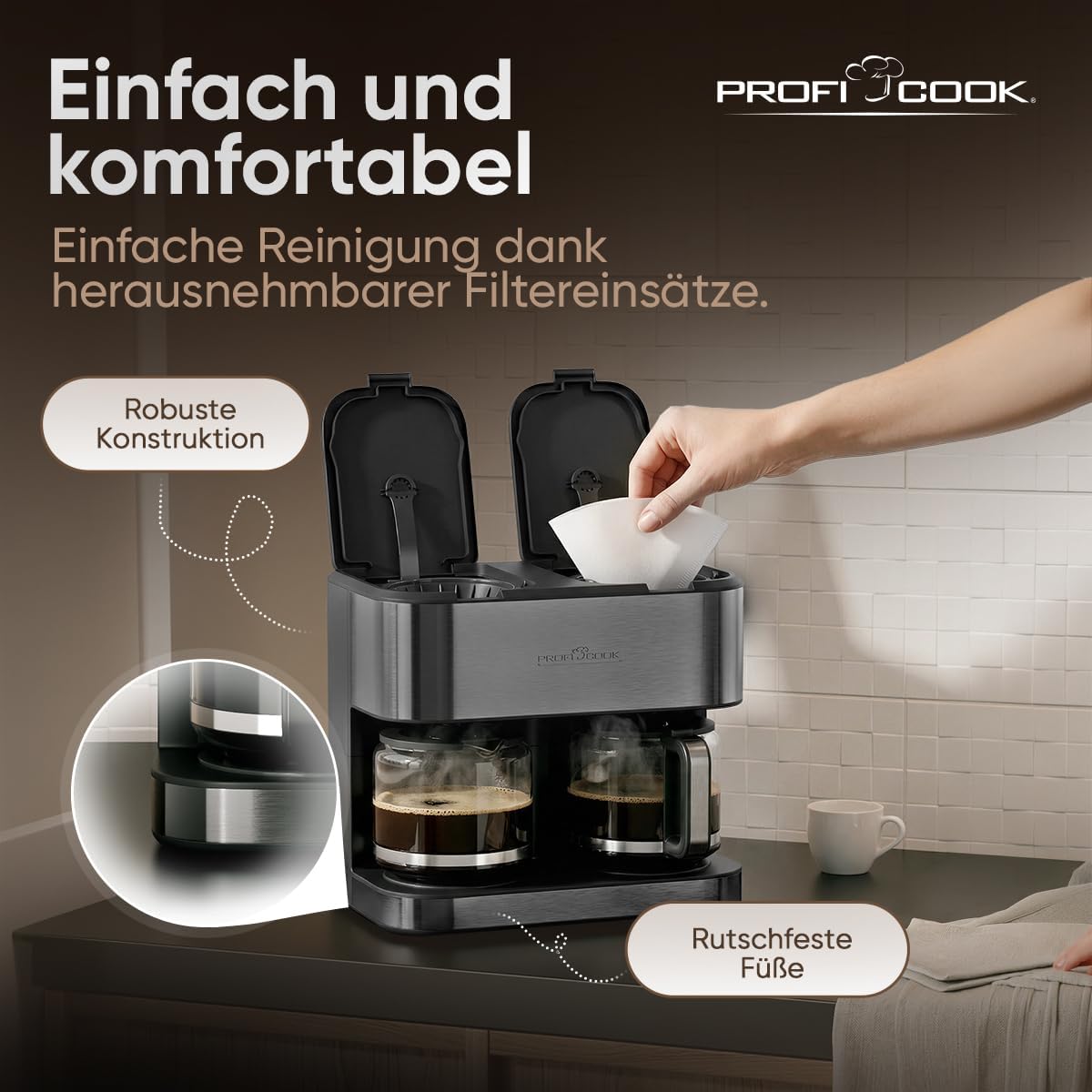 PC-KAD 1308 Doppel Kaffeemaschine mit 2 Brühsystemen
