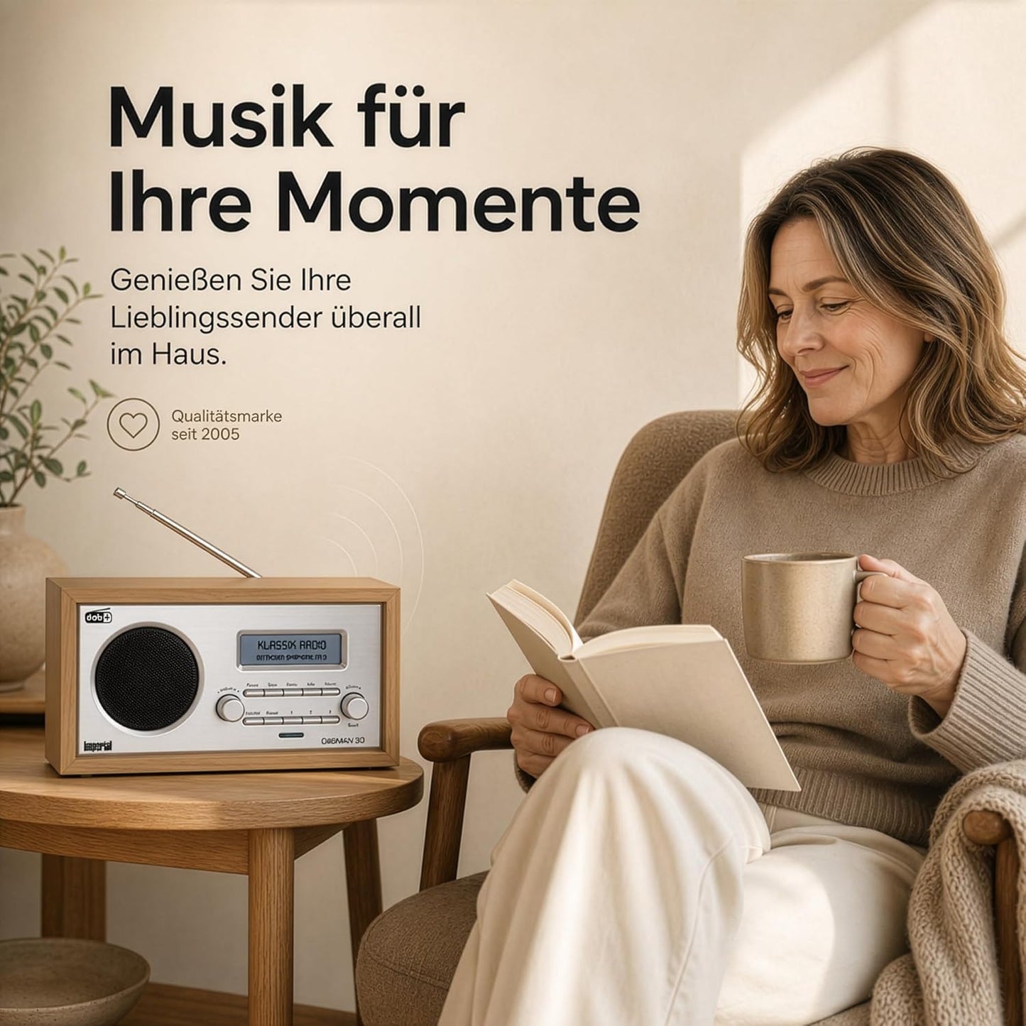 DAB+ Küchenradio mit Aux In, rückseite Braun