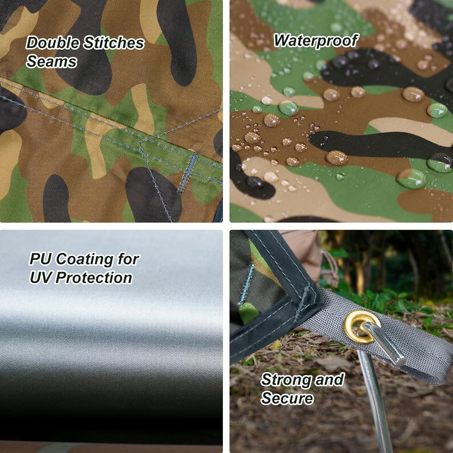 Wasserdichtes Tarp, Camouflage - Gelb/Grün 3x5 m