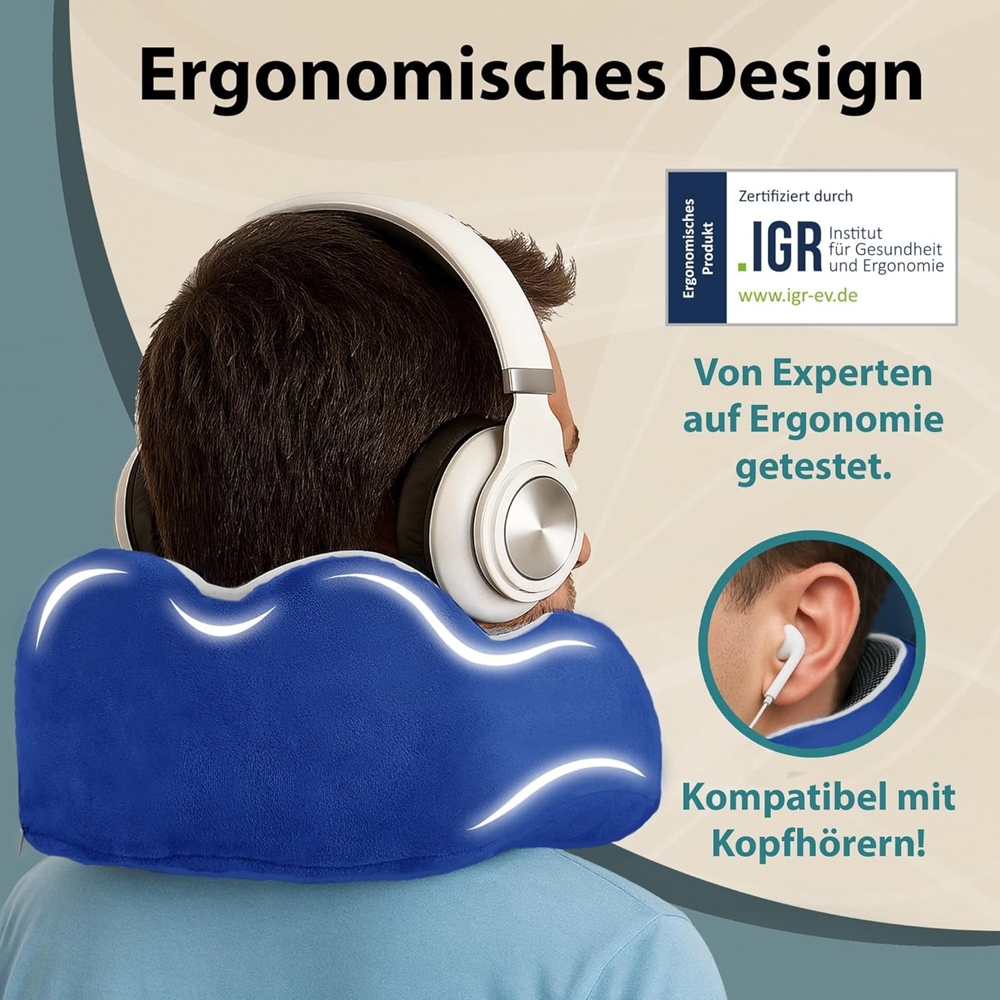 Einstellbares Memory Foam Reisekissen mit 360° Stütze, 2.3. Comfy - Dunkelblau
