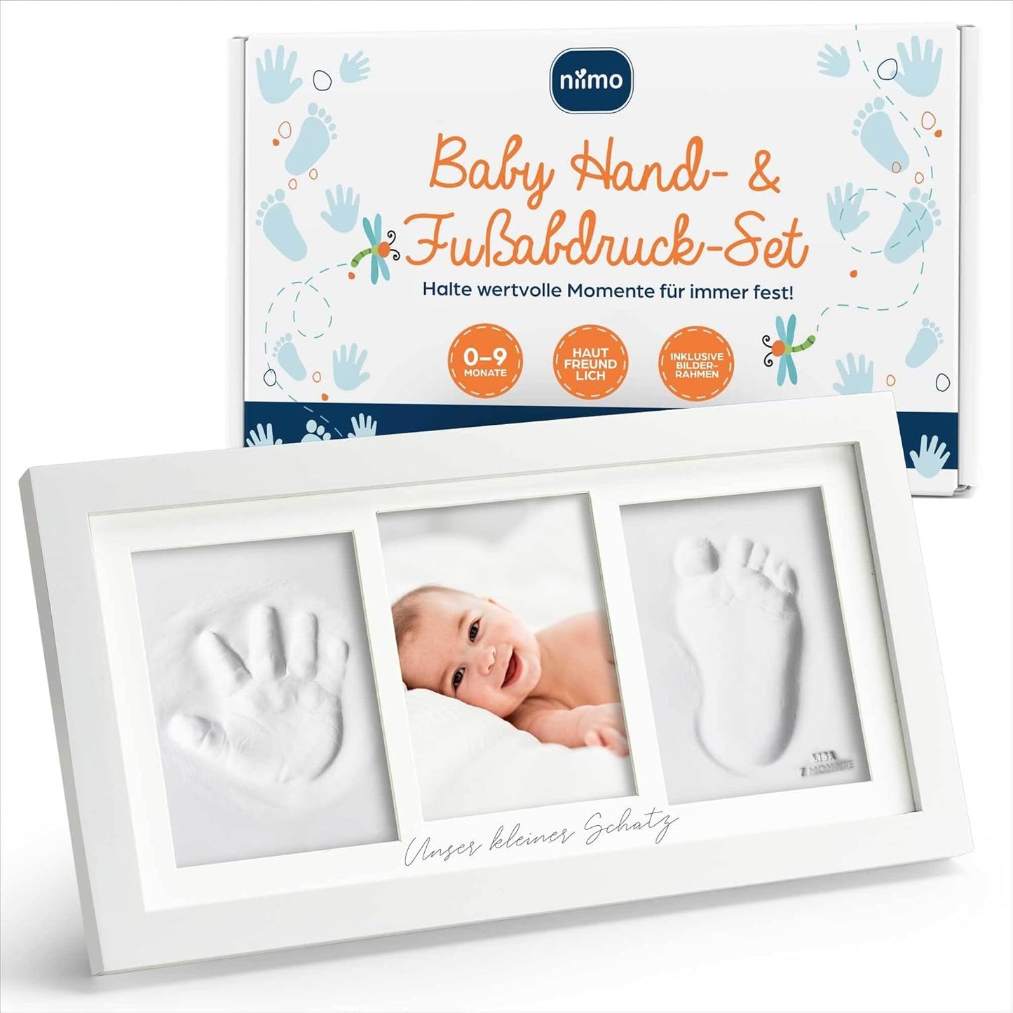 Baby-Abdruckset mit Bilderrahmen & Schablonen, Baby-Abdruck-Set