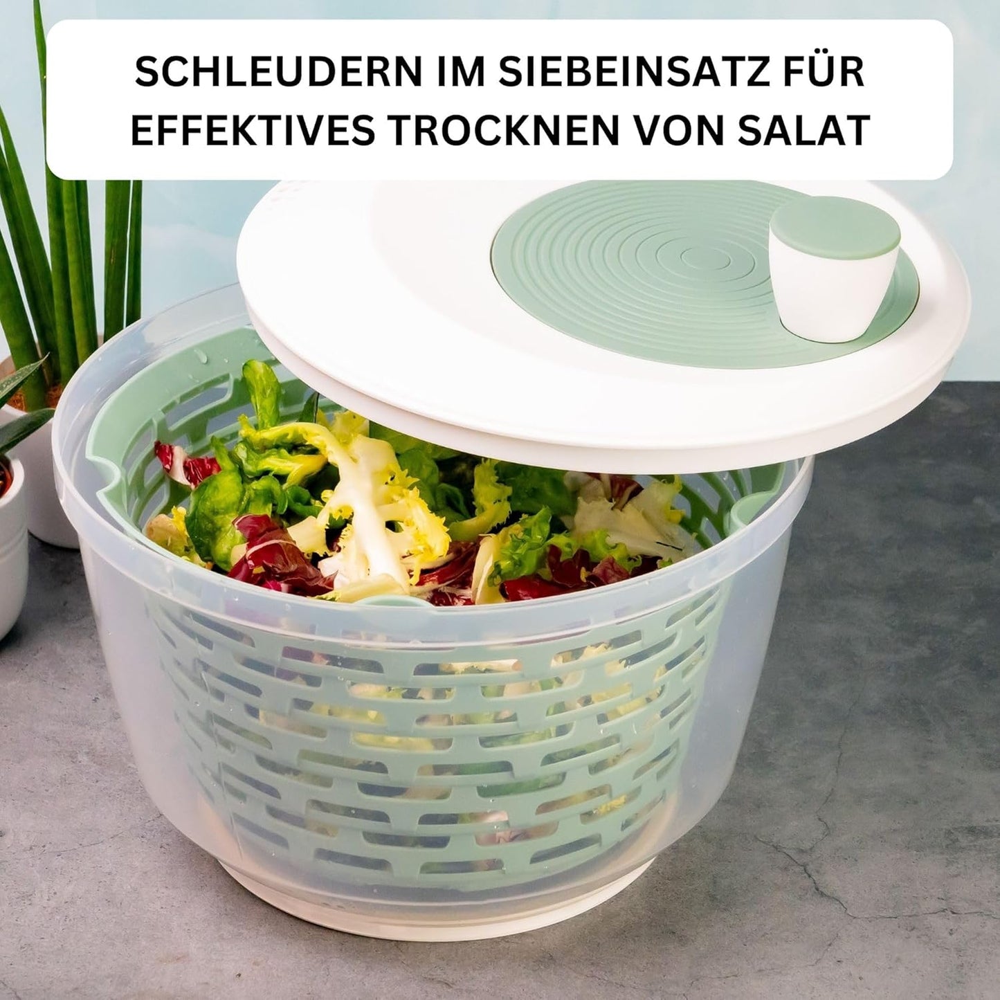 Salatschleuder mit rutschfestem Boden, Mint-grün, Rutschfest