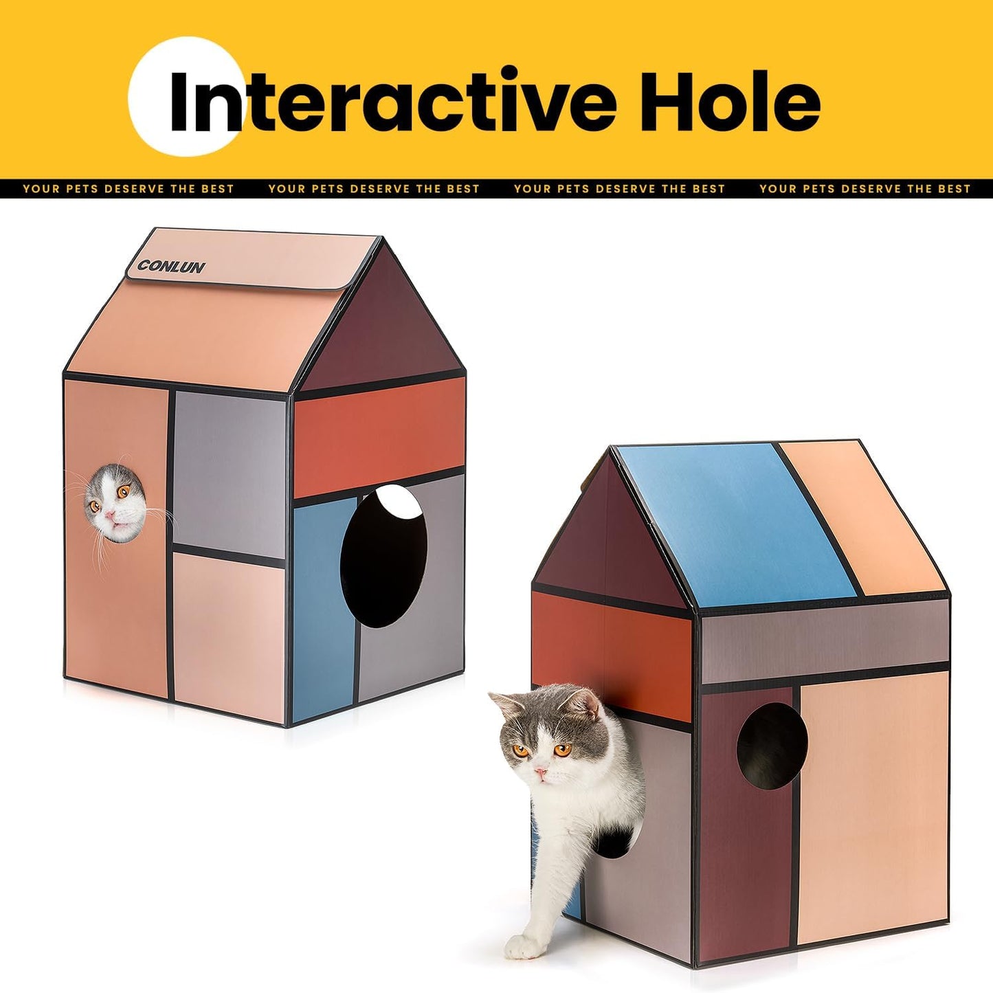 Katzenhaus mit Kratzbrett & Katzenminze, Geometrische Mittel