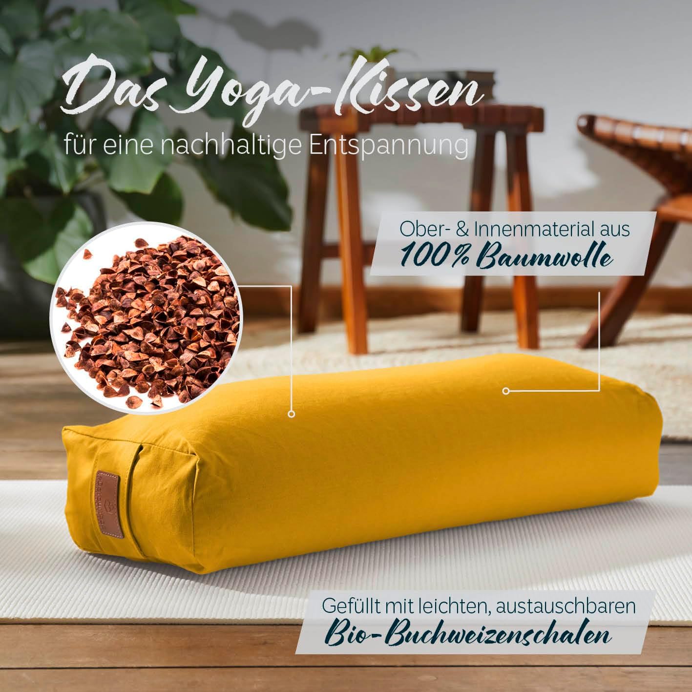 Yogabolster Paravati, Buchweizen Currygelb