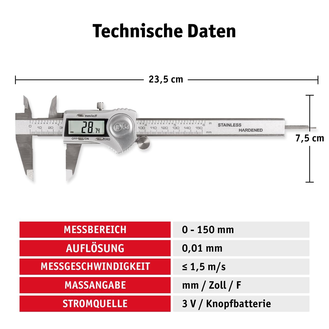 Messschieber mit LCD-Display