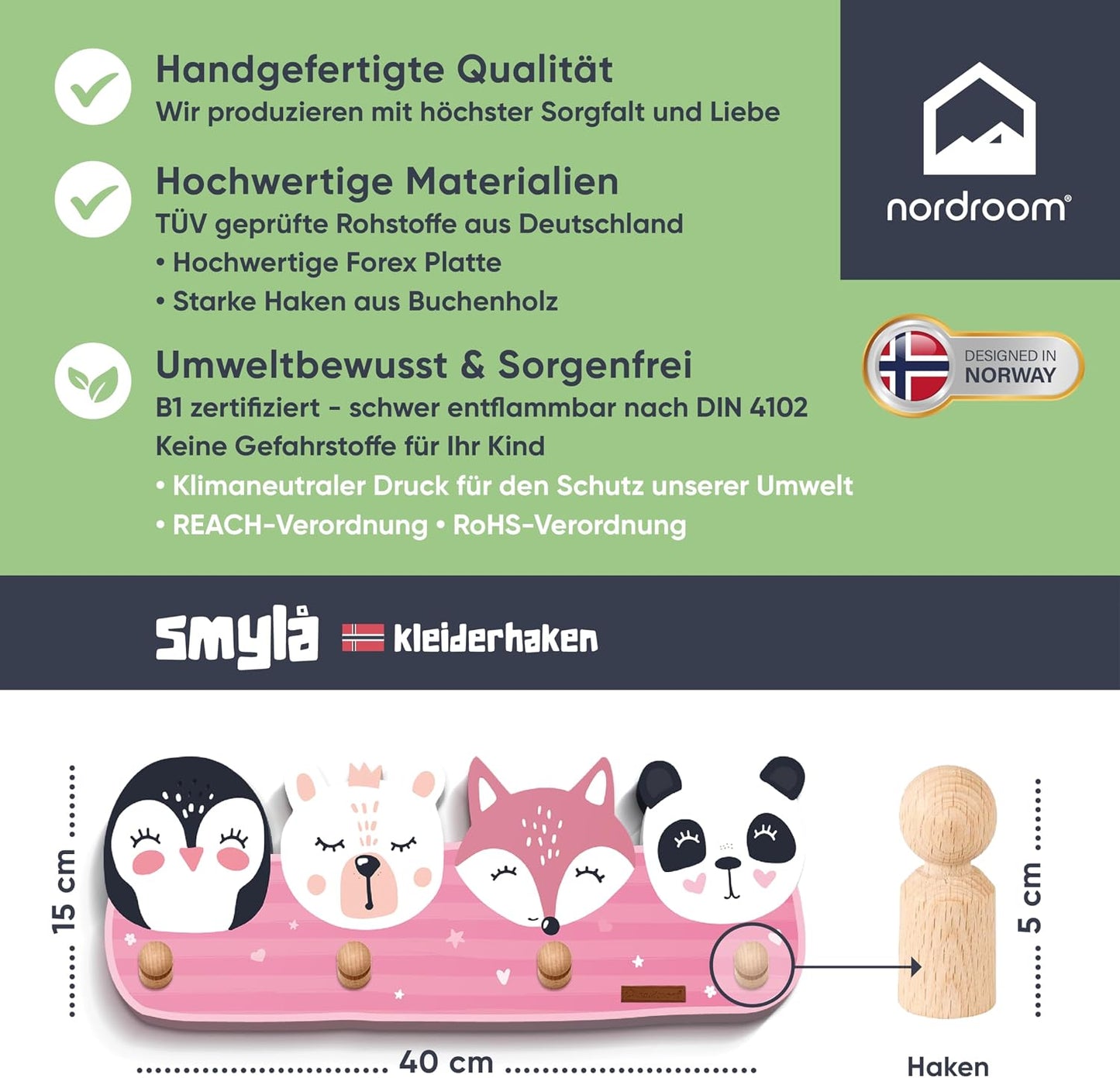 Kindergarderobe mit Tiermotiven, smylå