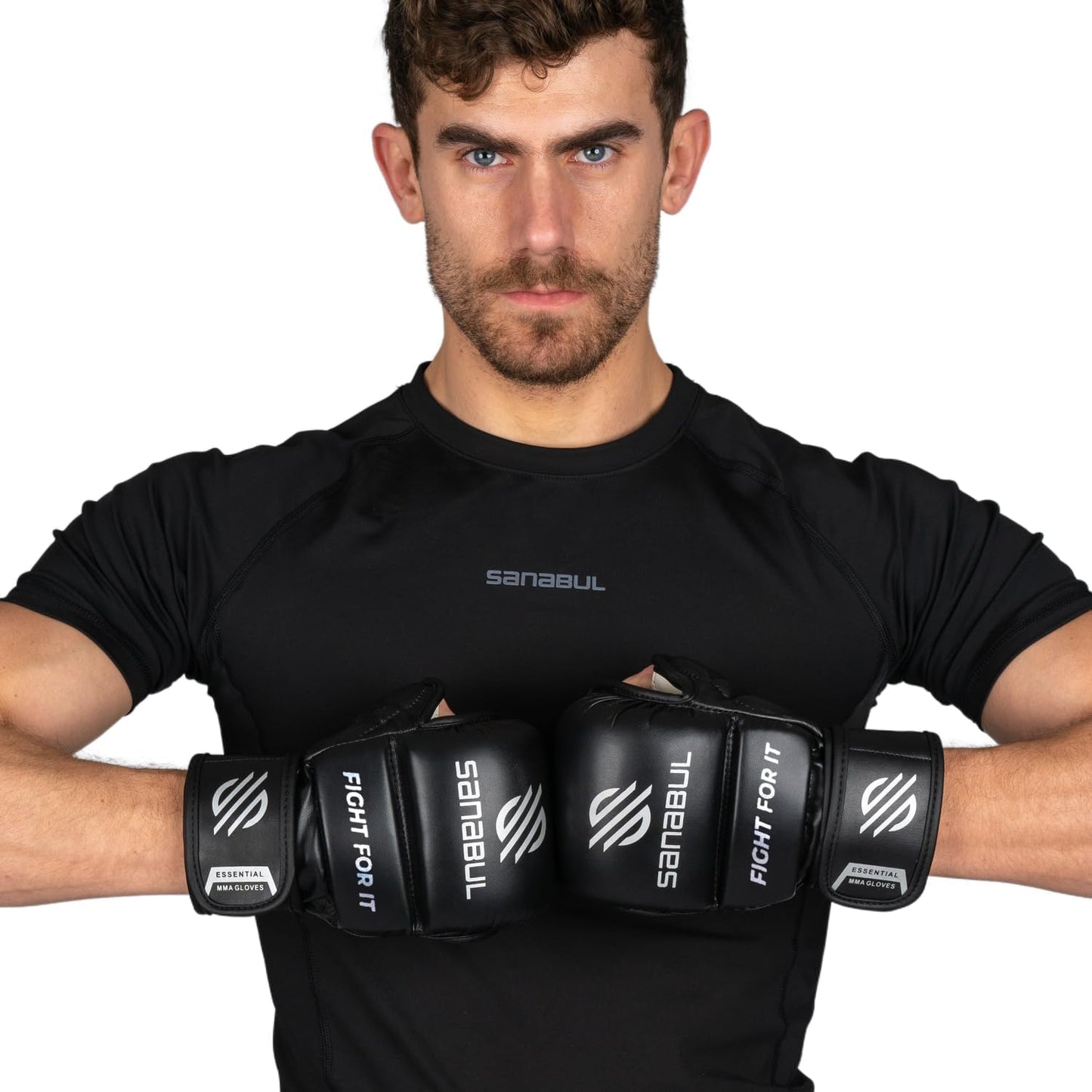 Hybrid Sparring Handschuhe, Schwarzes Silber Klein / Mittel