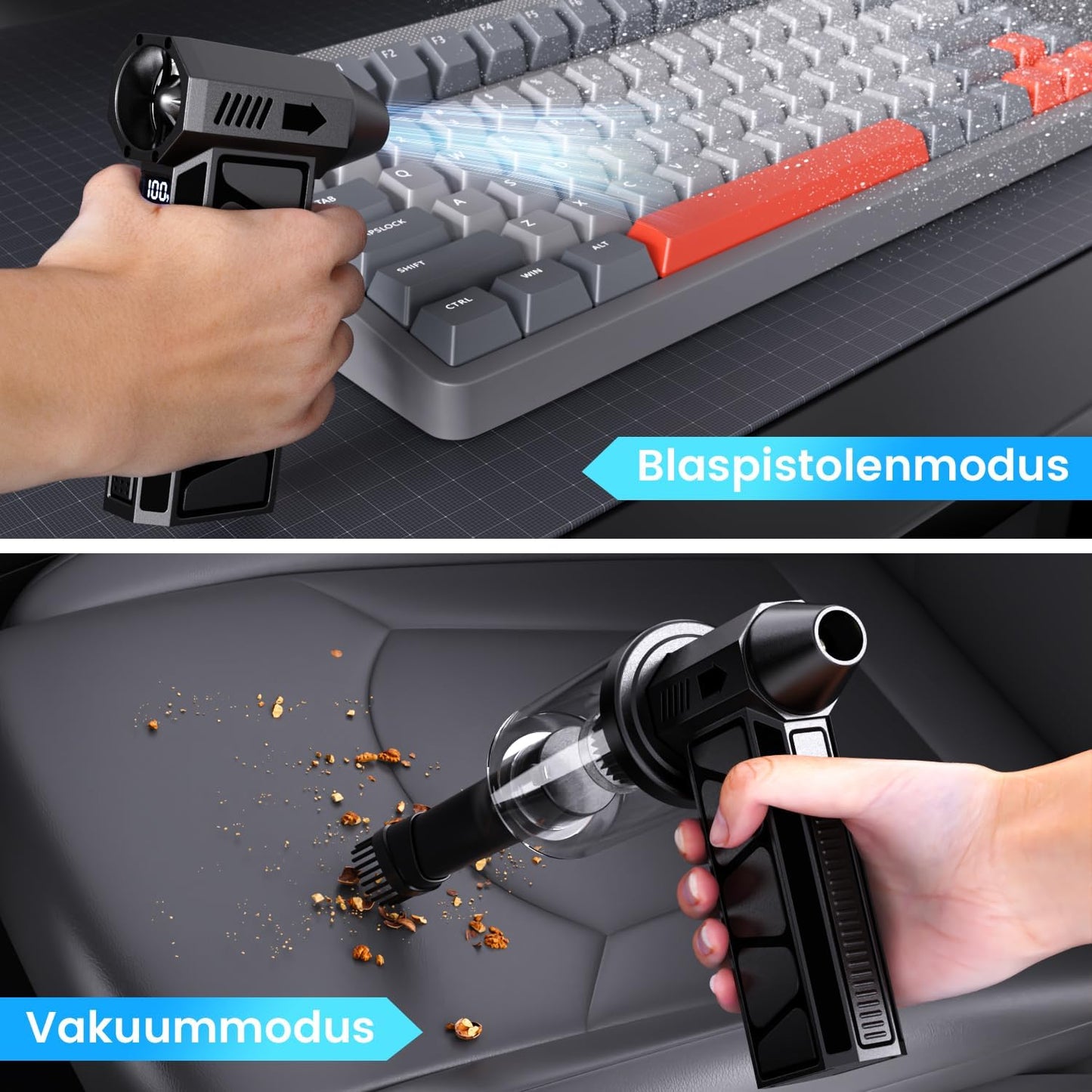 2-in-1 Mini-Staubsauger & Gebläse YG199, Schwarz