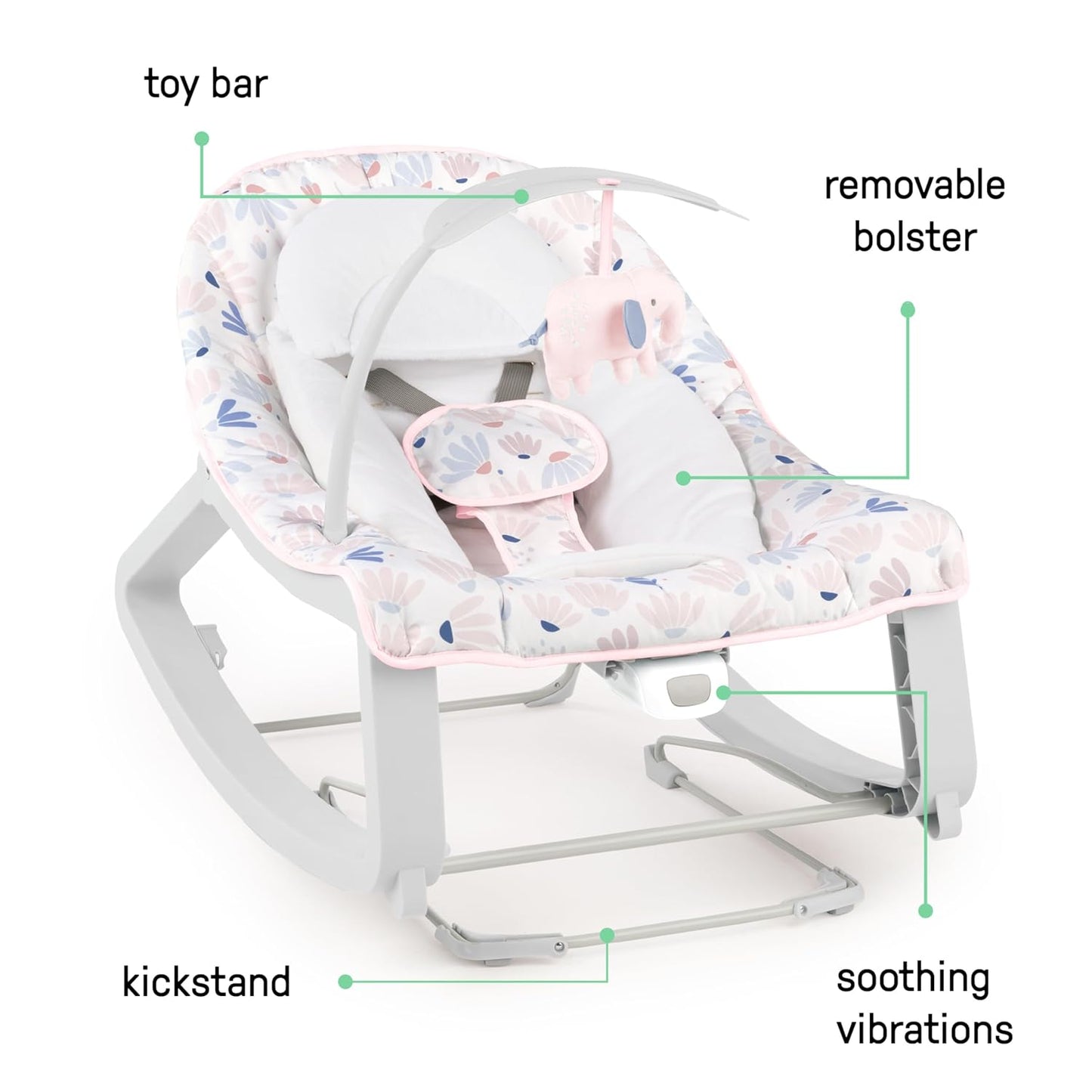 3-in-1 Babywippe mit Vibration und Spielbogen, Burst