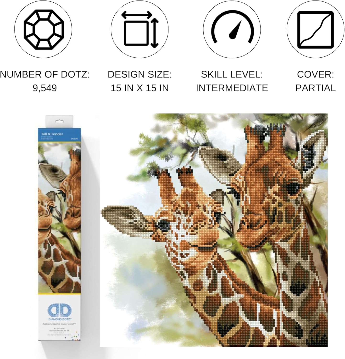 DD8.017 Diamond Painting Set Giraffen, Giraffen Groß & Zart