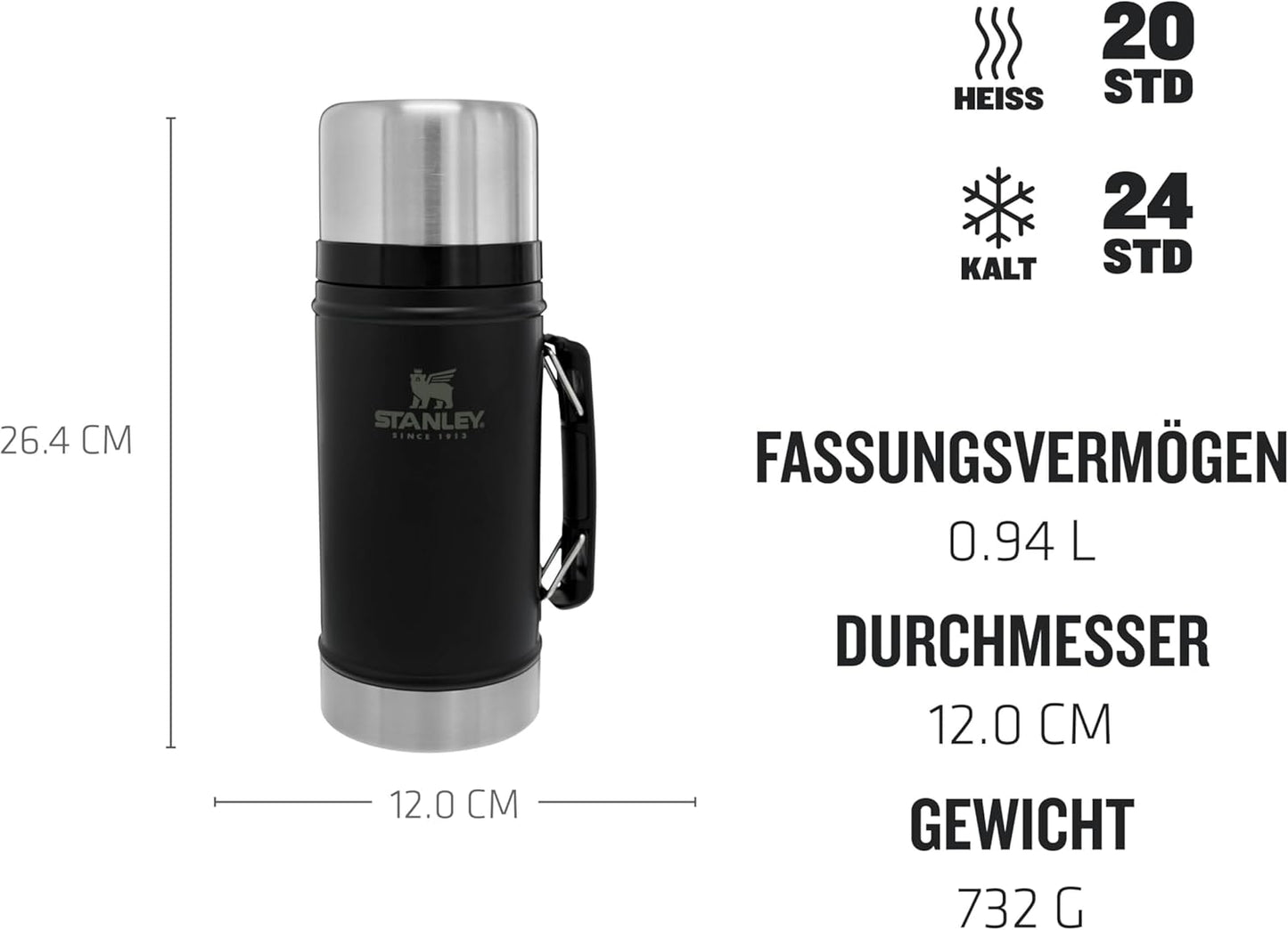 Thermobehälter für Essen, 0.94L / Matte Black
