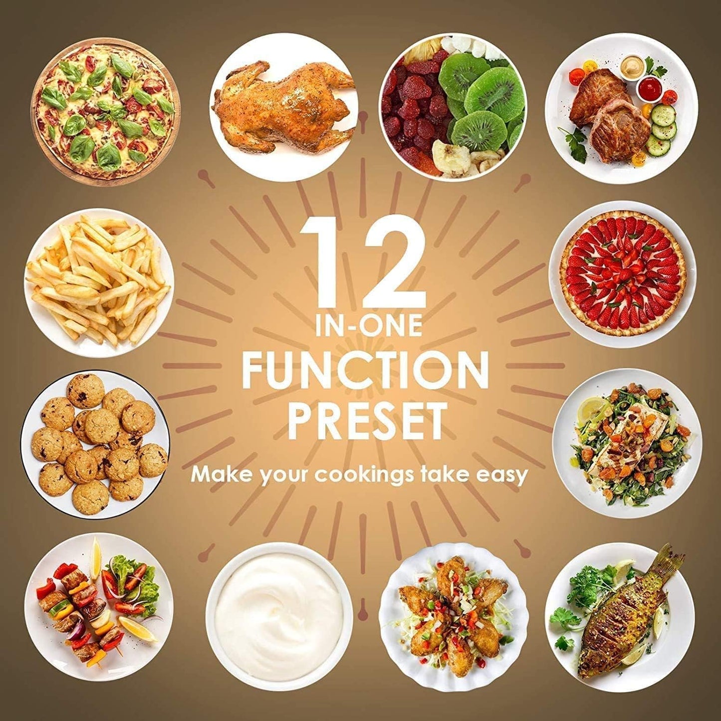 Multifunktions-Heissluftfritteuse, 10L, mit Touchscreen Schwarz