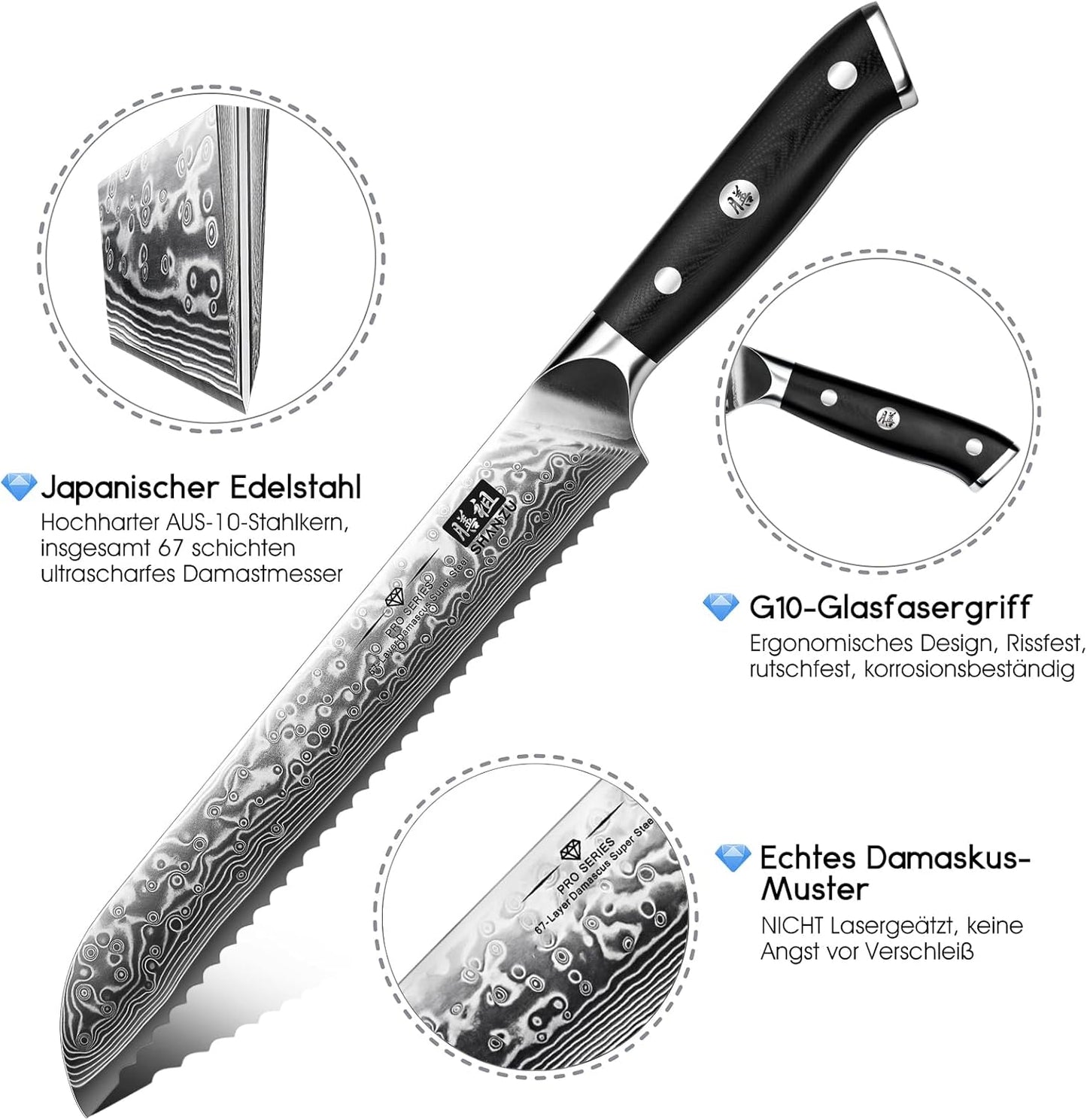 Damast-Brotmesser, Damast Brotmesser