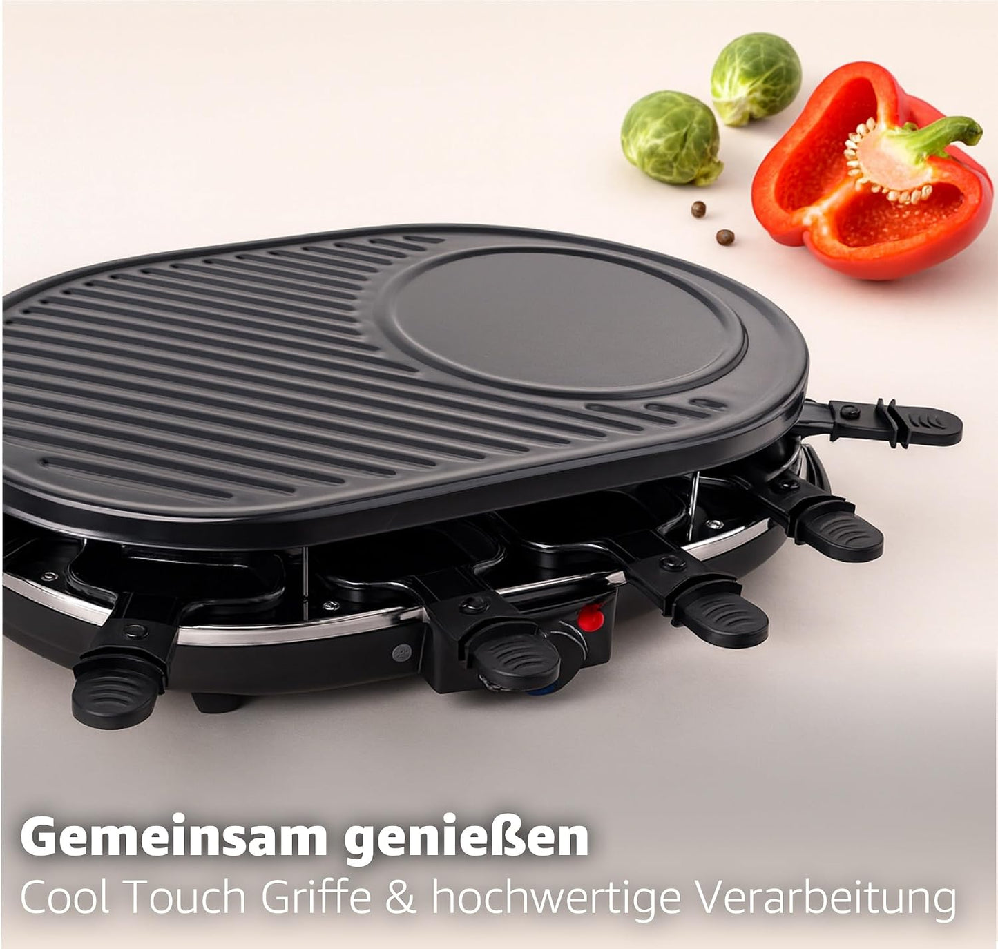 Raclette-Set für 8 Personen mit Pfännchen, Rund