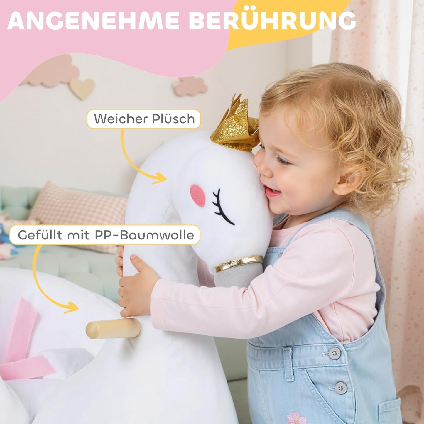 Schaukeltier mit Schlaflied und Sicherheitsgurt