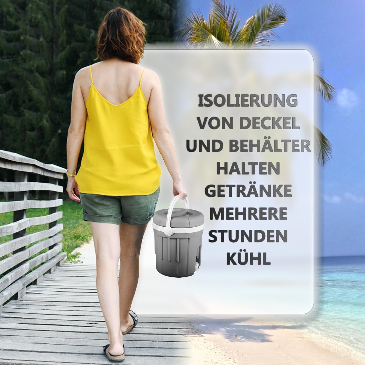 Isolierter Getränkespender mit Zapfhahn, Grau