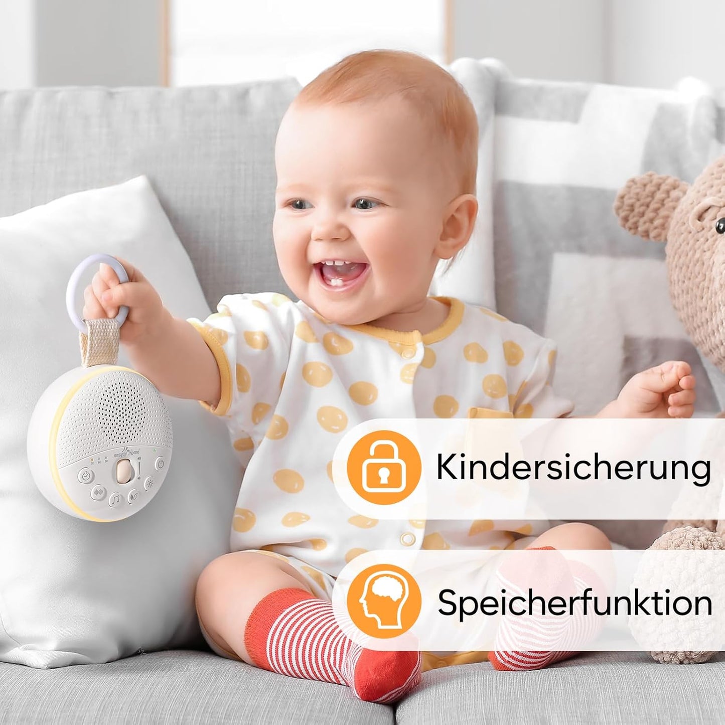 Tragbare White Noise Maschine mit 34 Klängen, Weiß – 34 Geräusche