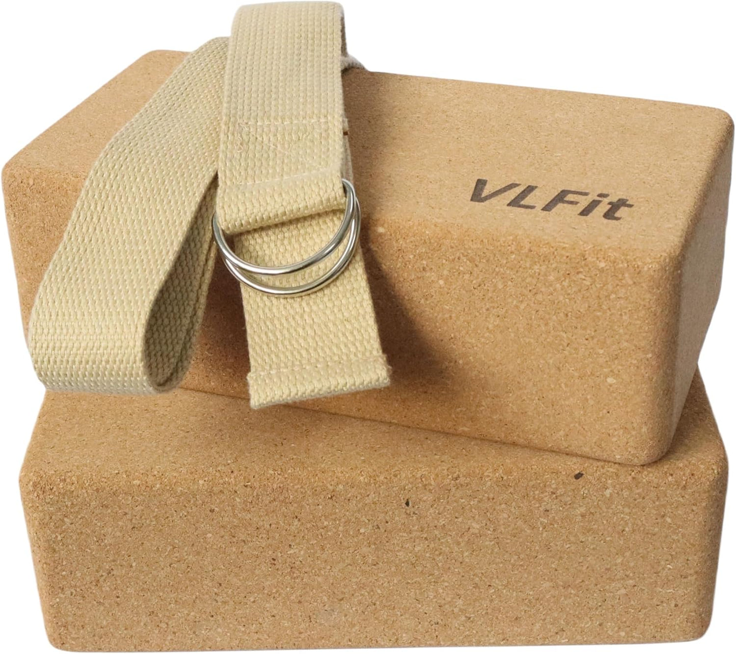 Kork Yogablock Set mit Yogagurt
