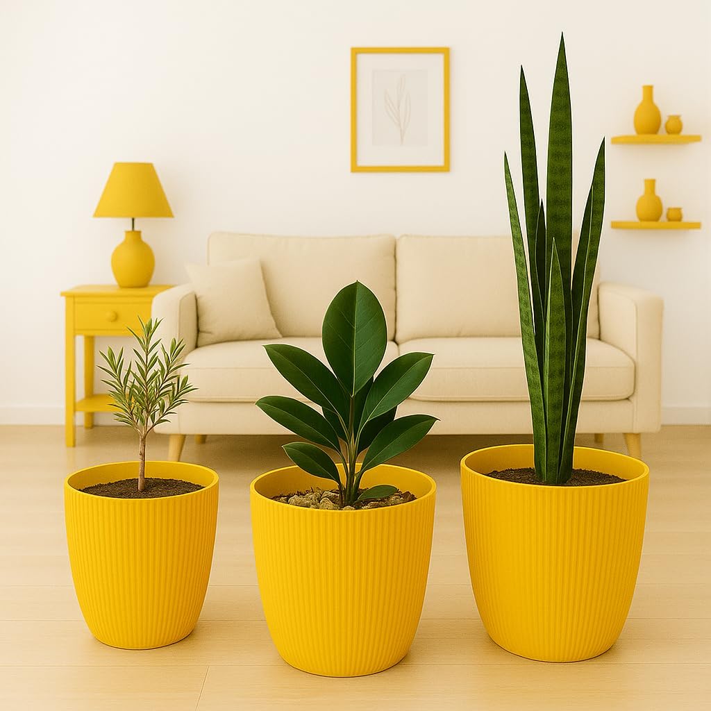Blumentopf Set, Ø 18 cm (7.08 inch) Senffarben