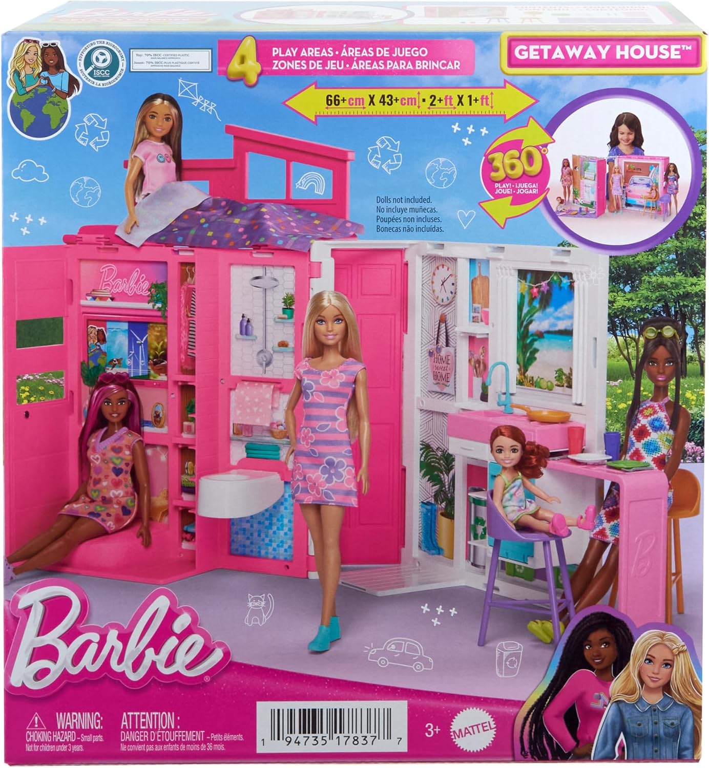 Puppenhaus Spielset Ferienhaus mit 4 Spielbereichen