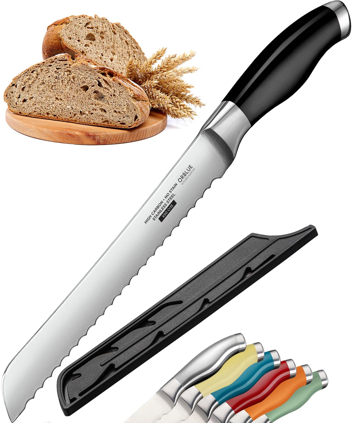 Brotmesser mit Wellenschliff, Edelstahl
