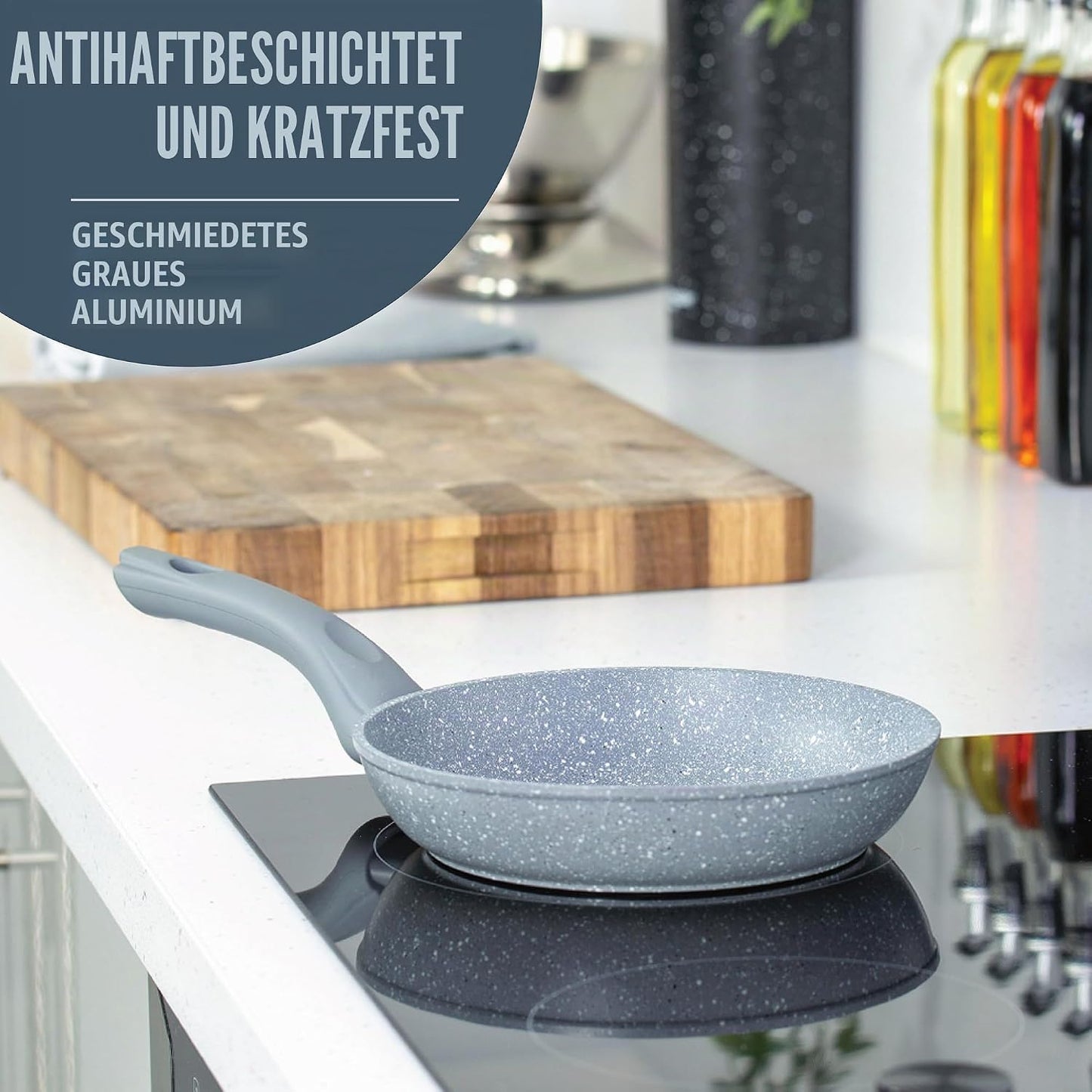 Antihaft-Bratpfanne 24cm für alle Herdarten, Grau 24cm