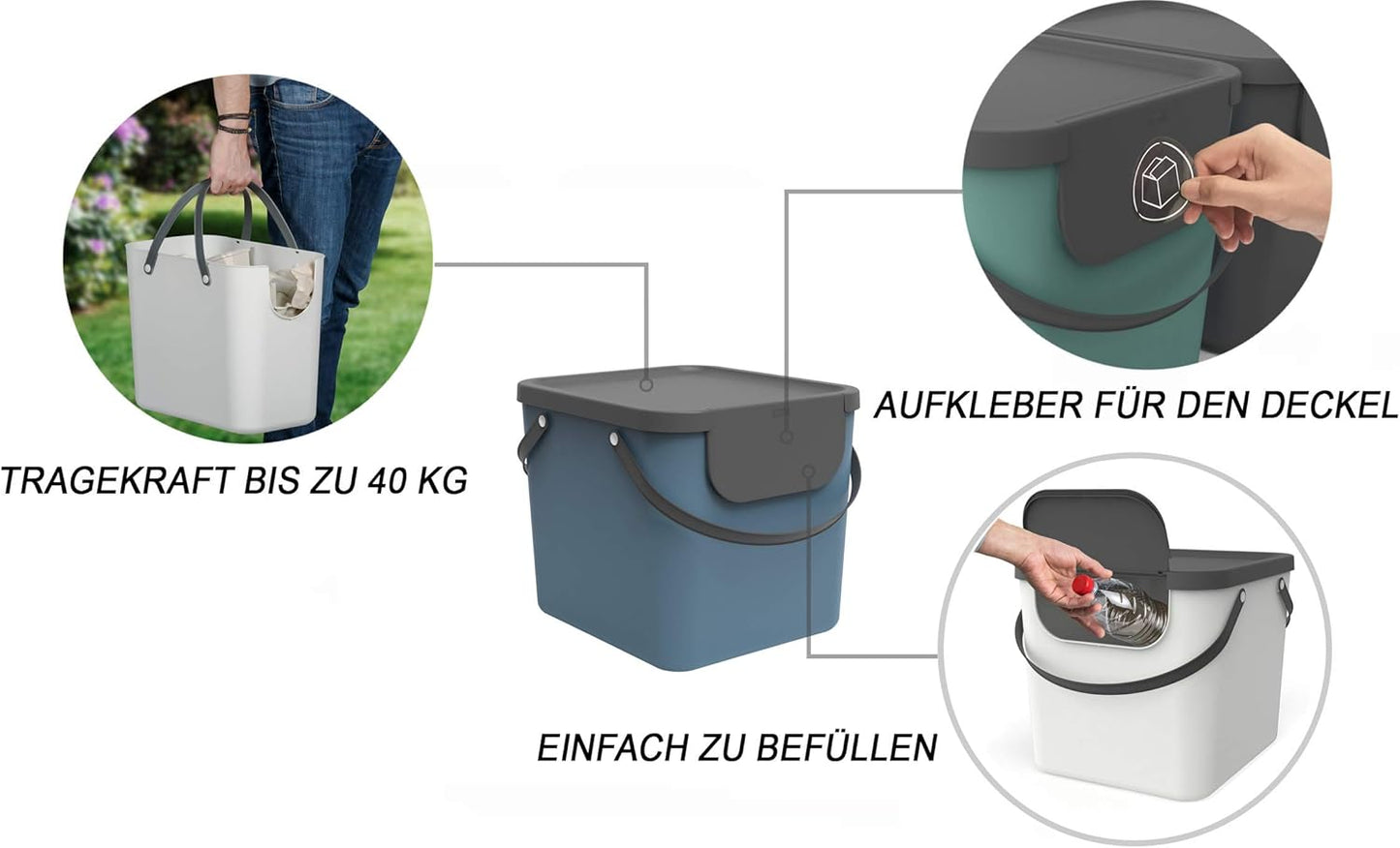 Mülltrennsystem Albula, Blau/Anthrazit