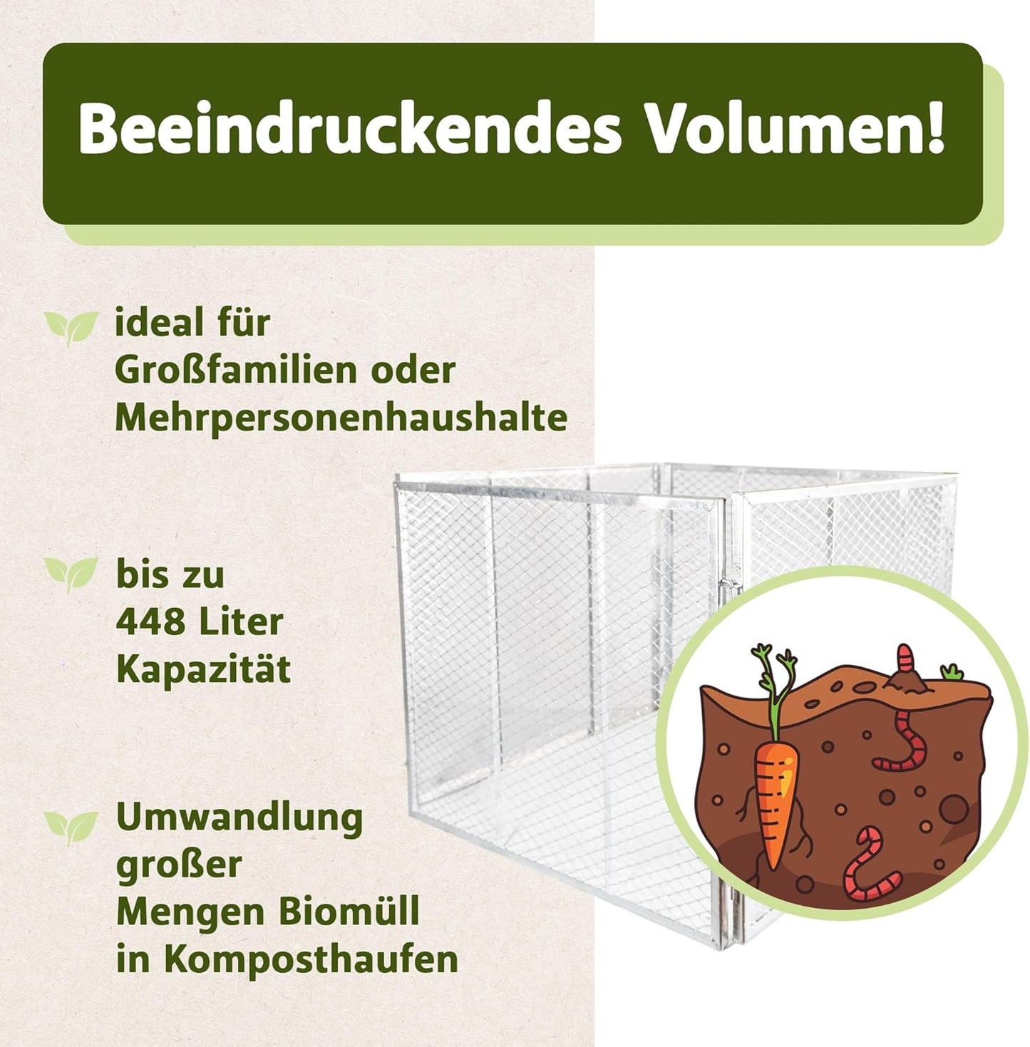 Metallkomposter, 448 Liter silber