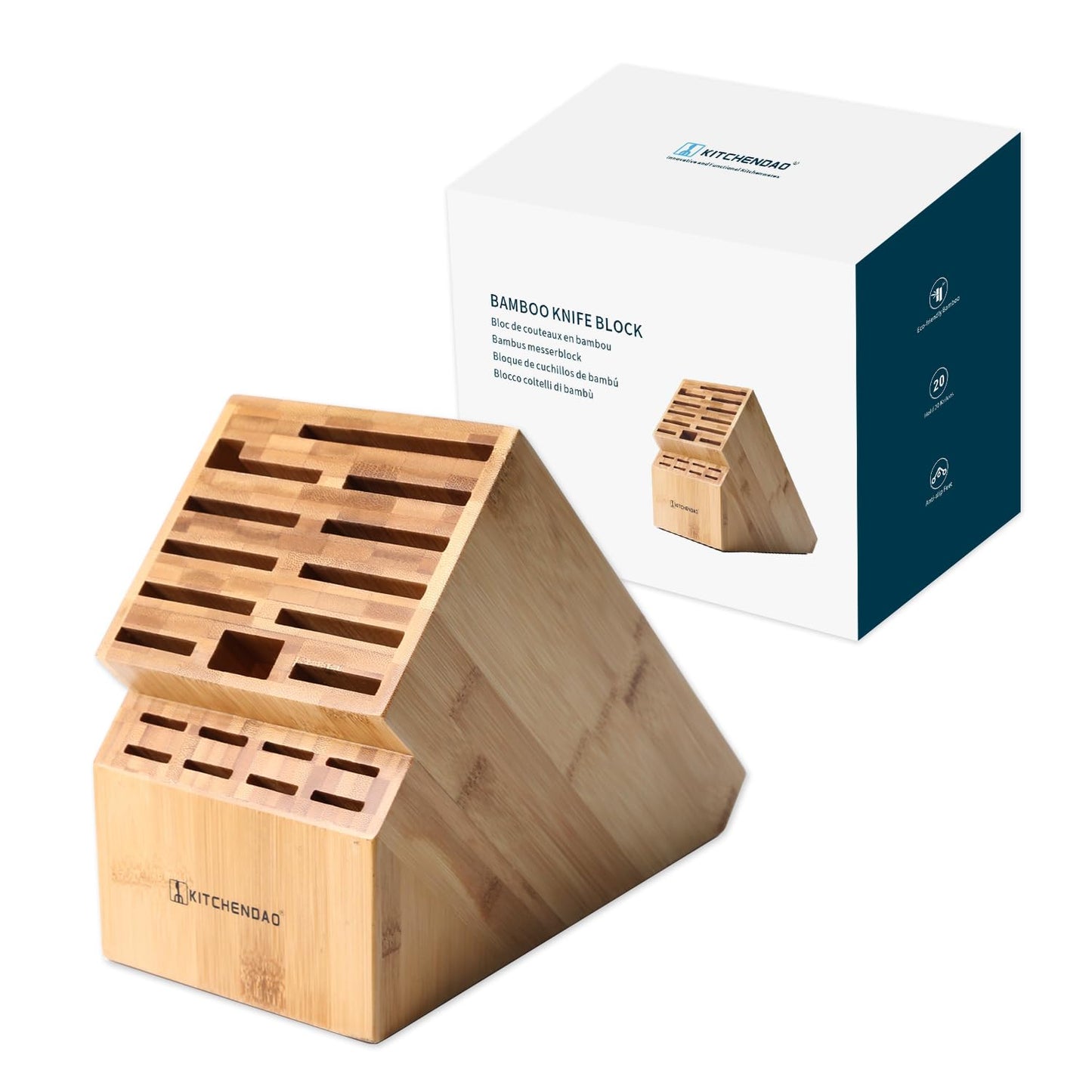 Messerblock mit 20 Schlitzen, Bamboo
