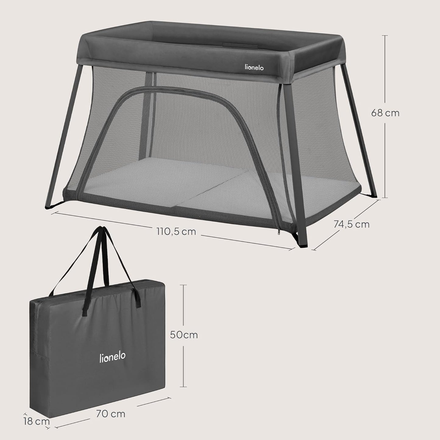 3-in-1 Reisebett Alice, Grau