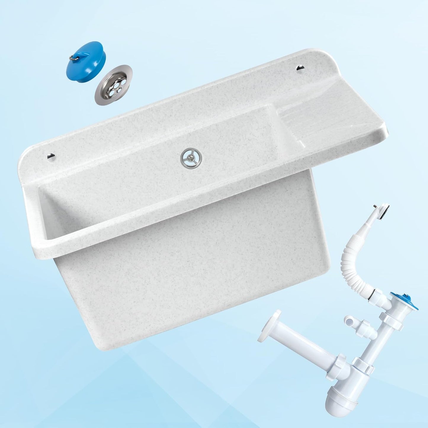 Haushaltsspülbecken mit Siphon, Weiss