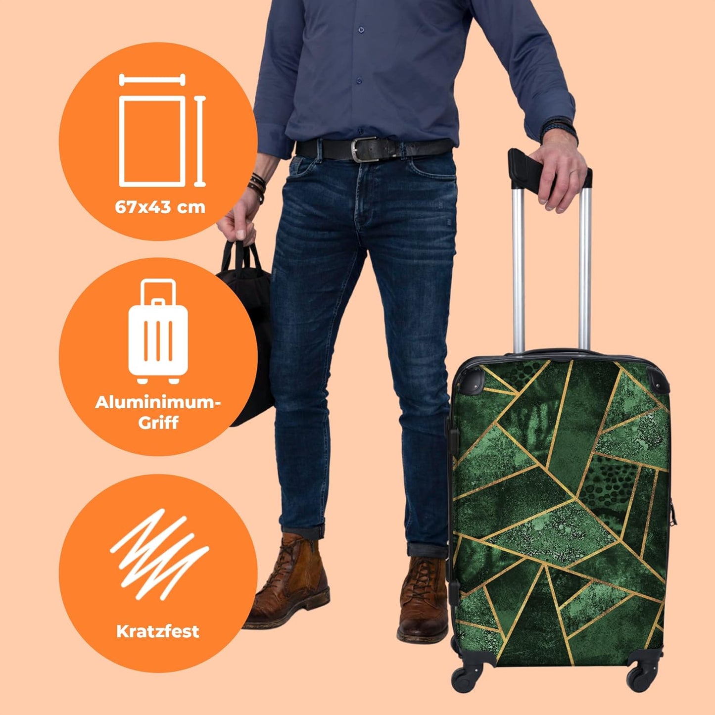 Rollkoffer Reisekoffer mit 4 Rollen, 90L, 67x43x25cm