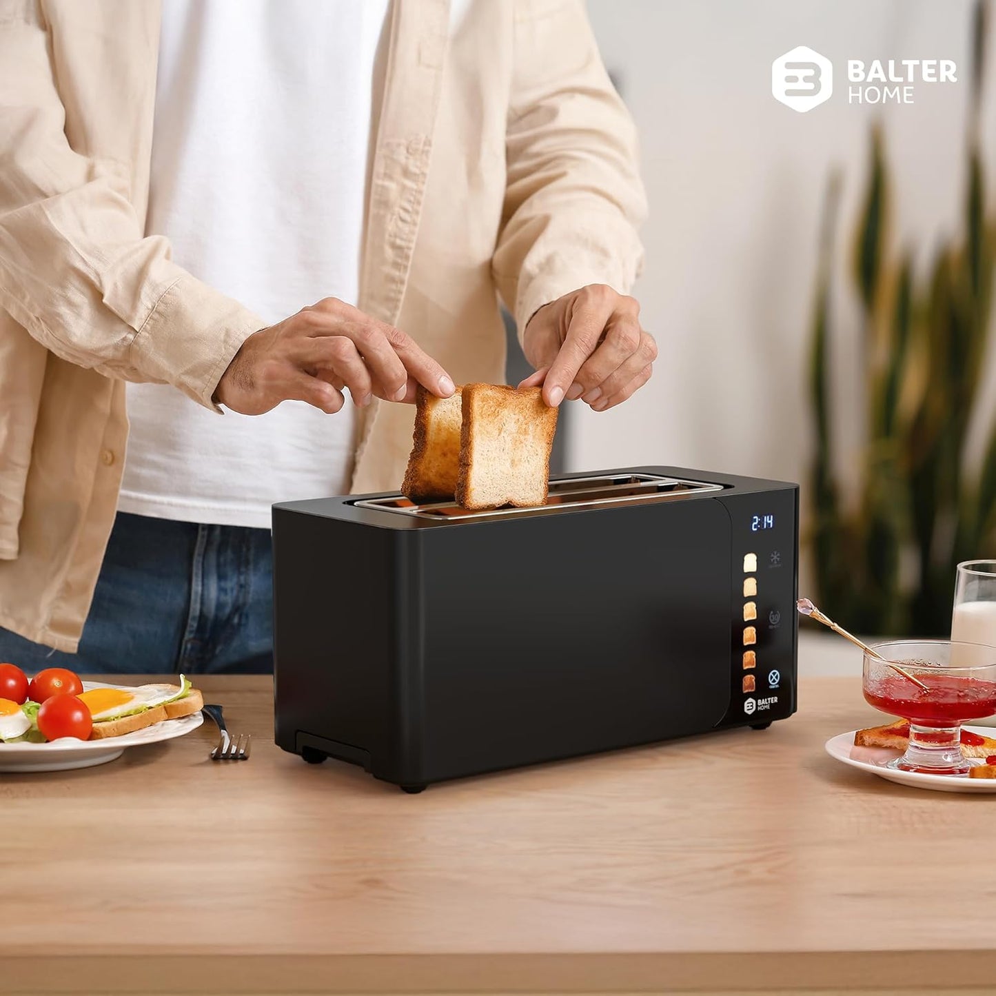 Langschlitztoaster TS-44 mit Touch-Bedienung und LCD Display, Schwarz Touch S