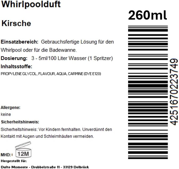 Whirlpool Duftzusatz Kirsche, 260ml
