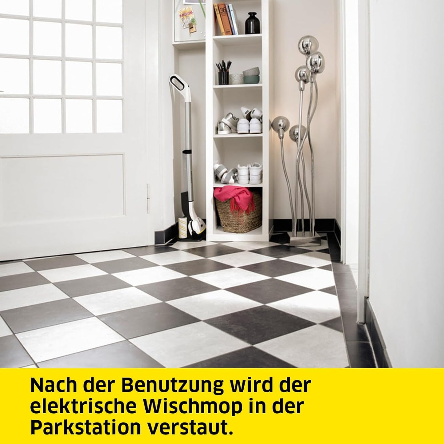 Elektrischer Wischmopp EWM 2 mit Mikrofaserwalzen, Weiß