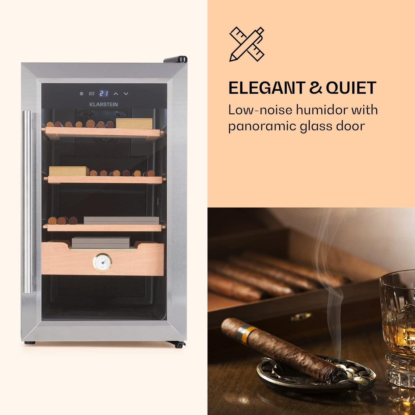 Zigarren Humidorschrank - El Presidente 48, 48 L Silber