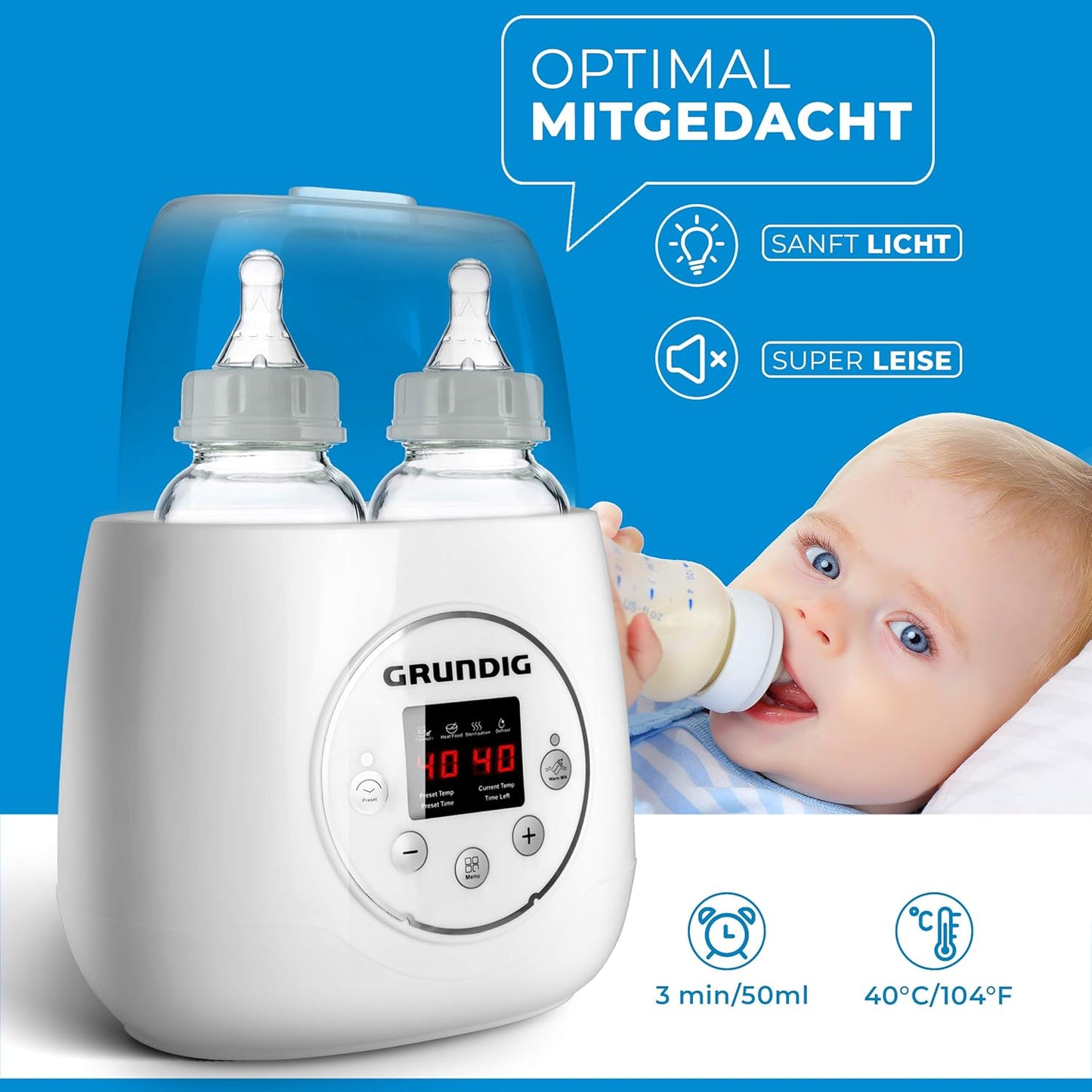 Flaschenwärmer mit Sterilisator und Warmhaltefunktion