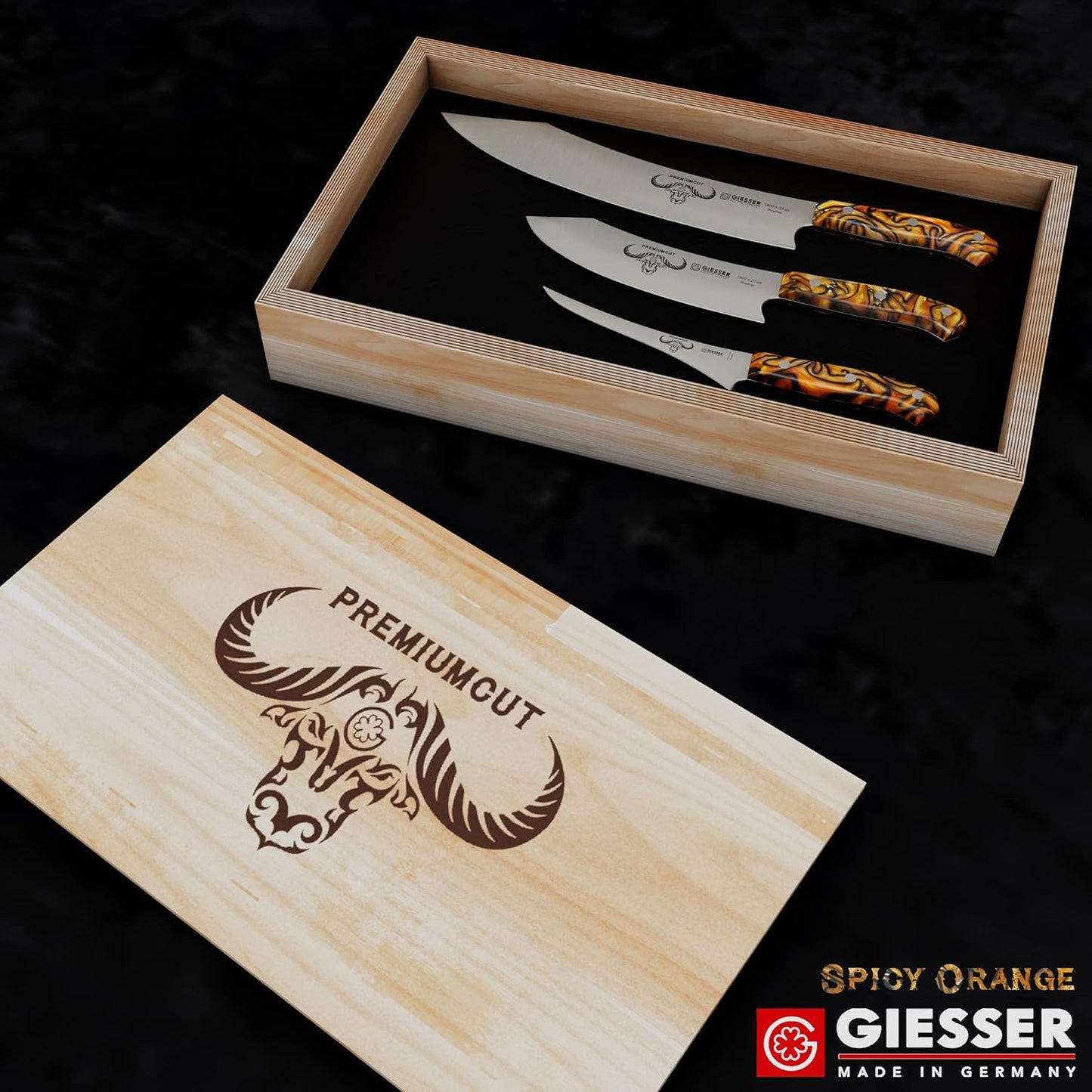 PremiumCut Messer Set, Spicy Orange / 3 Teilig - BBQ