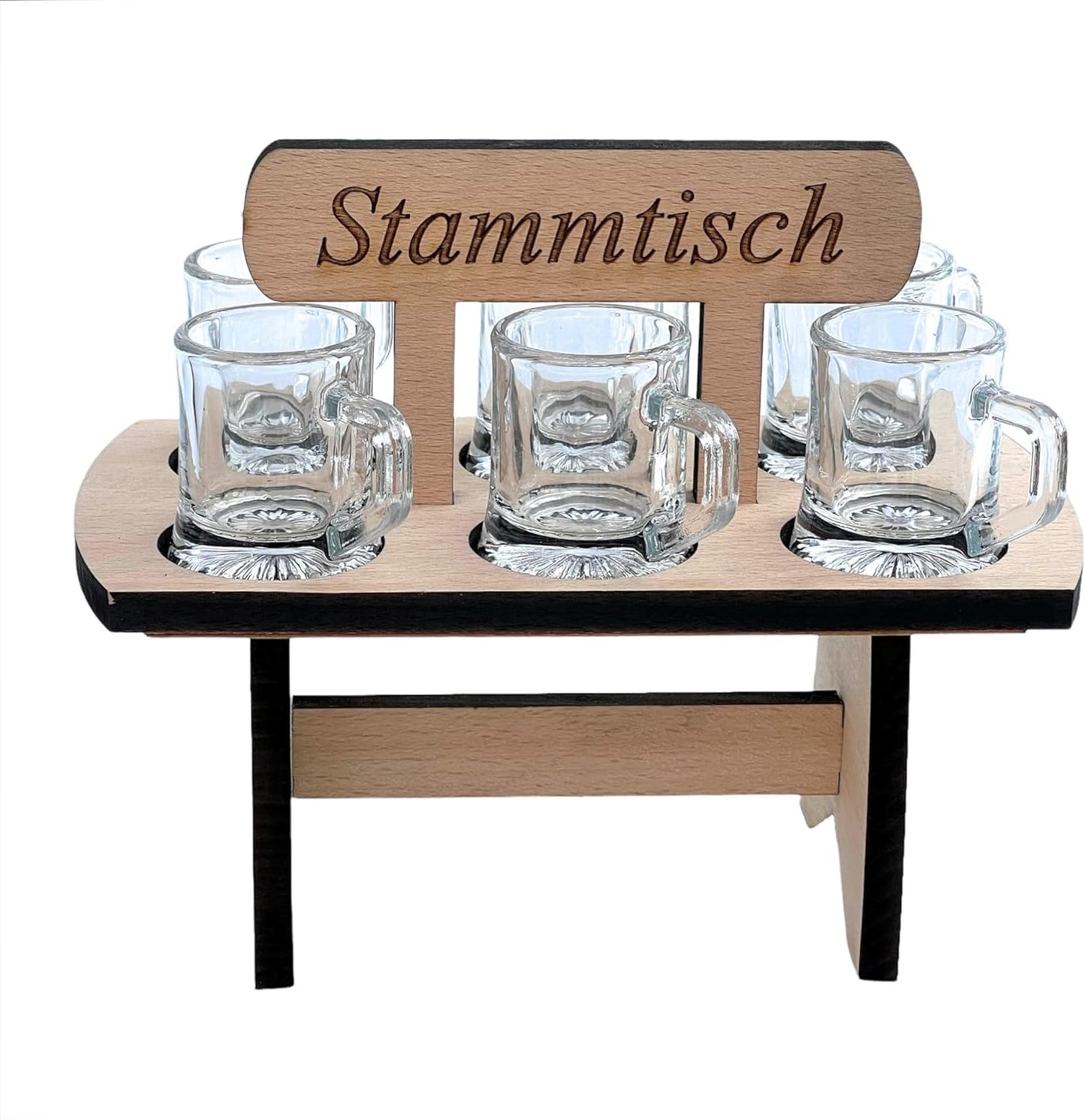 Schnapsbrett mit 6 Gläsern