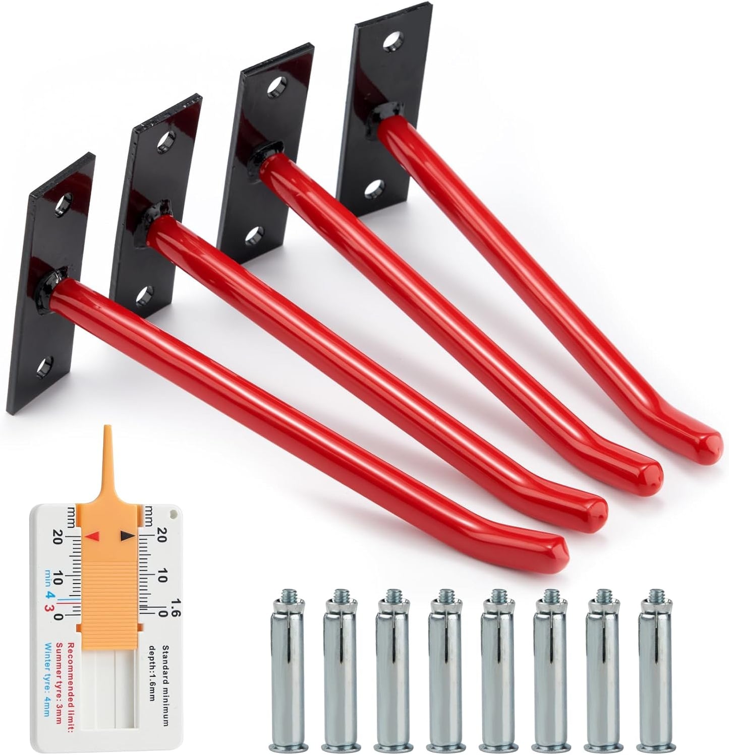 4er-Pack Reifenständer-Set zur Wandmontage, Das Rote