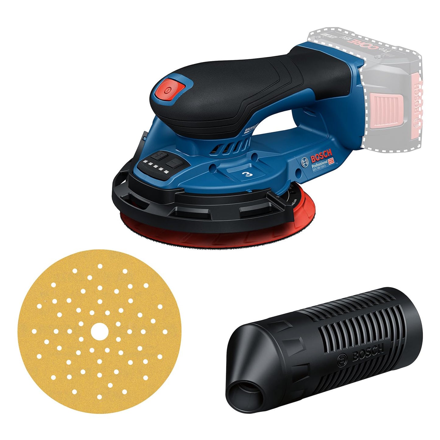 GEX 18V-150-3, +Schleifpapier + Staubbox