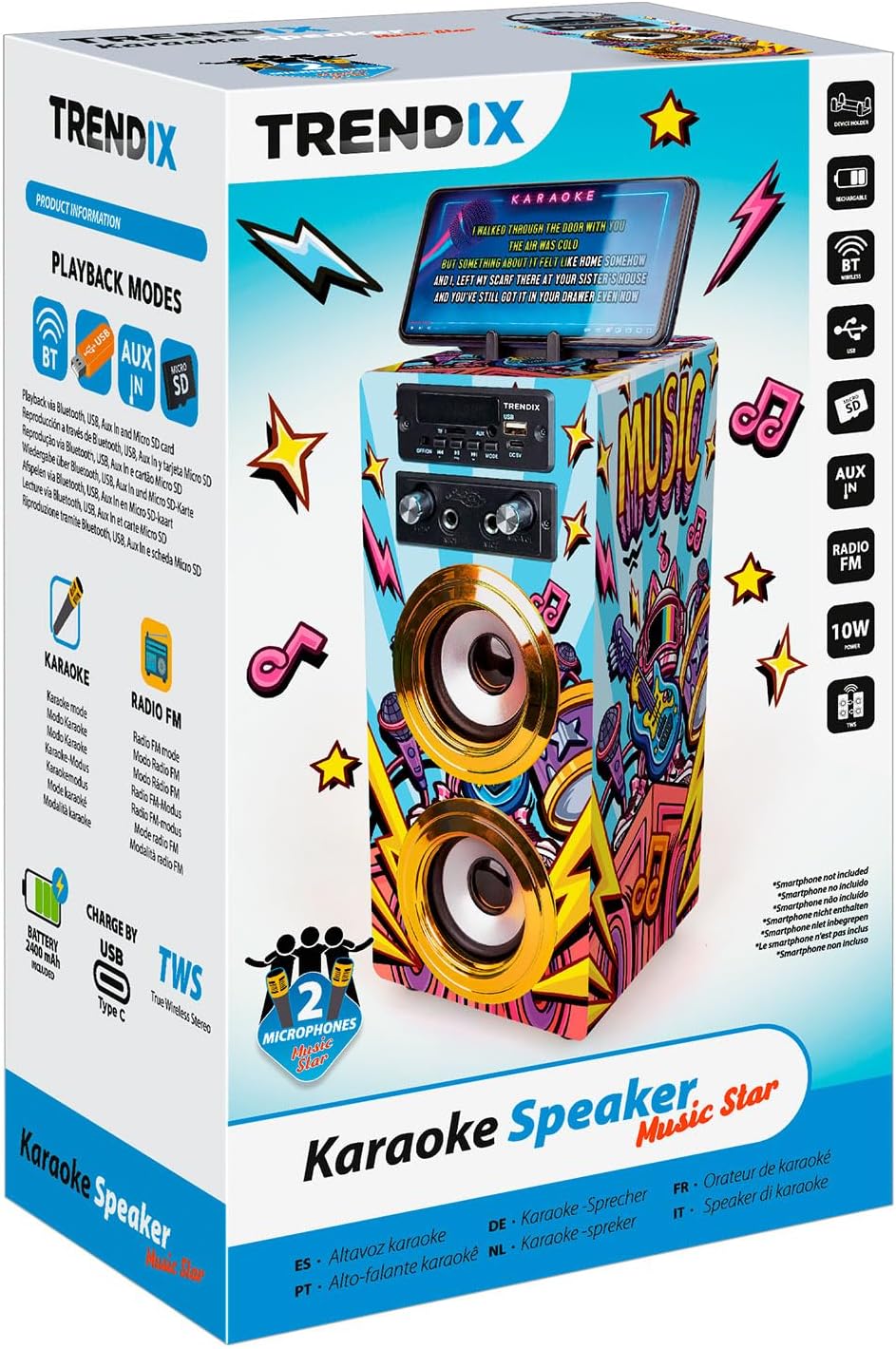 Karaoke-Maschine Music Star für Kinder mit 2 Mikrofonen, Music Star