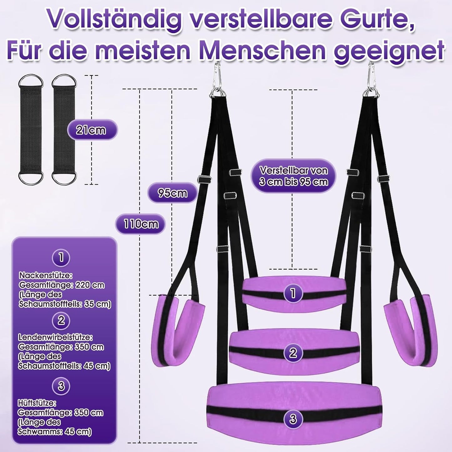Verstellbare Liebesschaukel mit gepolsterten Stützen, Lola
