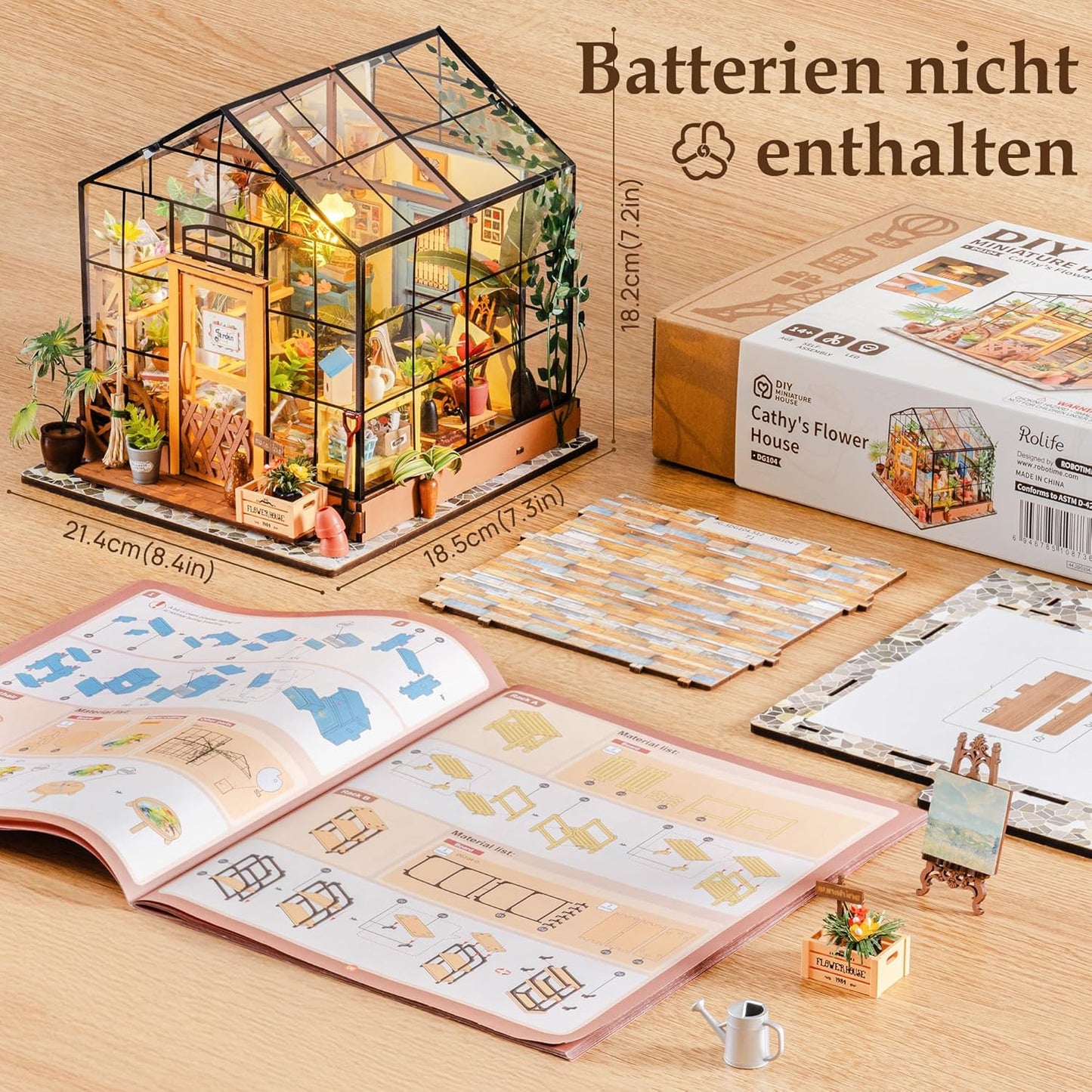 DIY Miniatur Blumenhaus mit LED-Licht, Blumenhaus