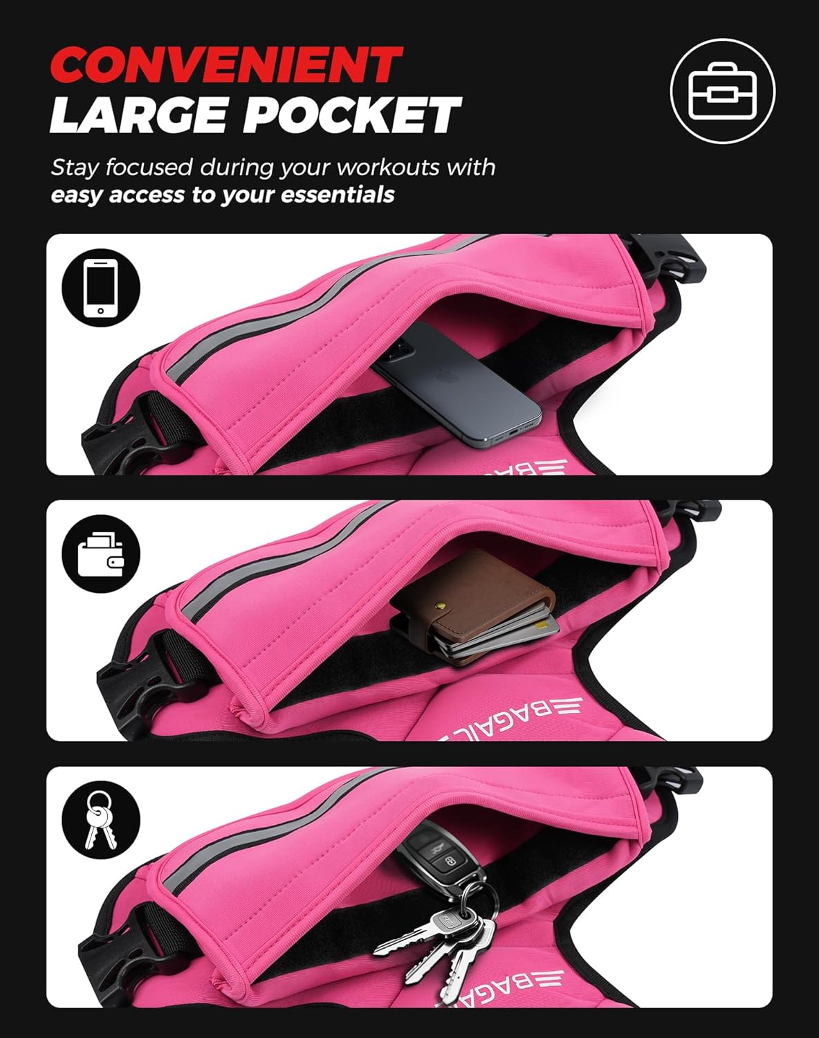 Einstellbare Gewichtsweste für Krafttraining, Rosa 5.5-8.2kg / 12-18lb