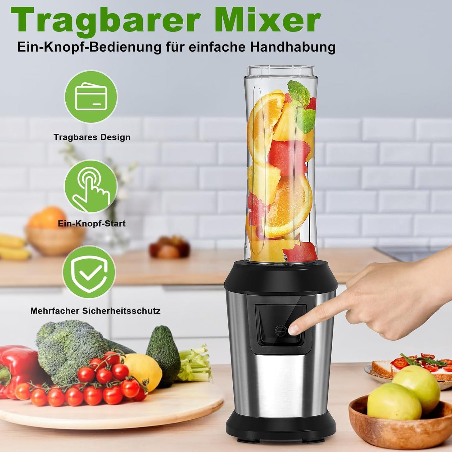 Standmixer mit 2 Smoothie-Flaschen