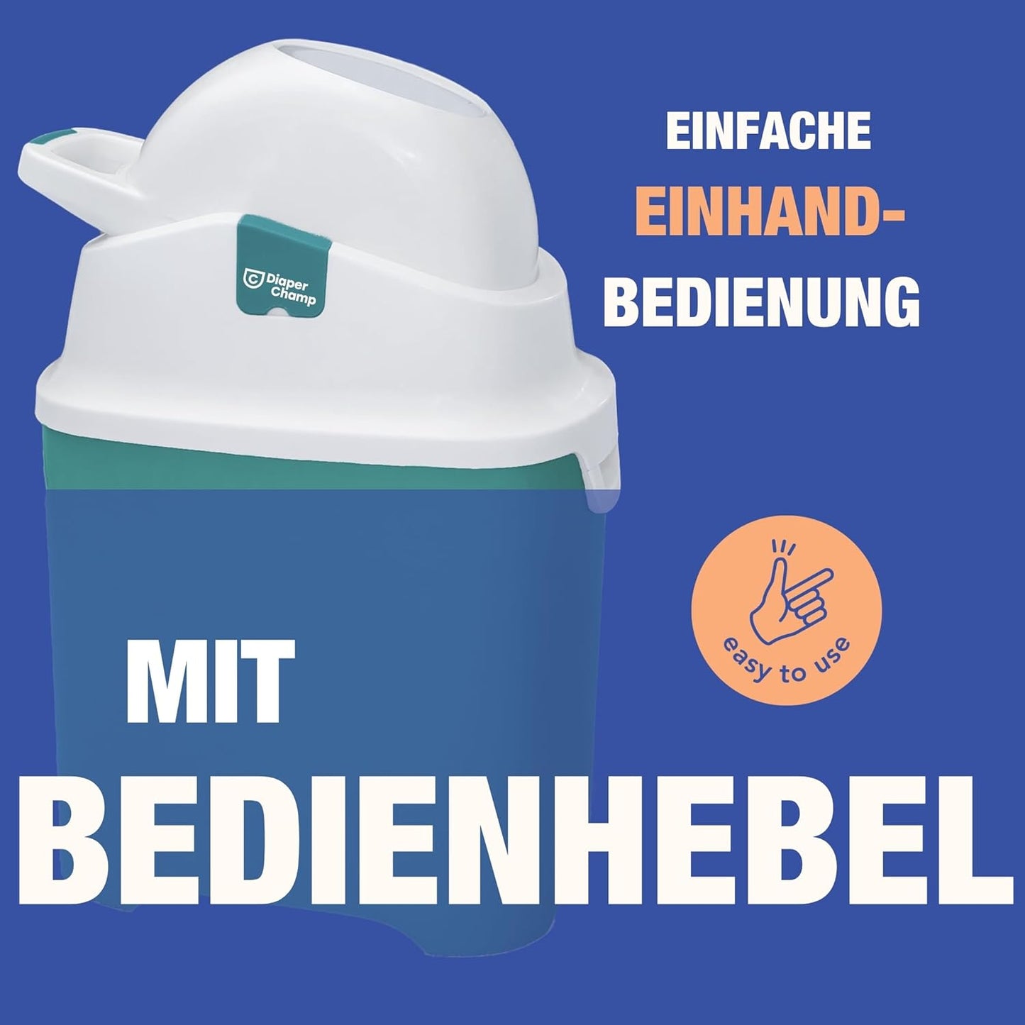Geruchsdichter Windeleimer, Petrol/Weiss