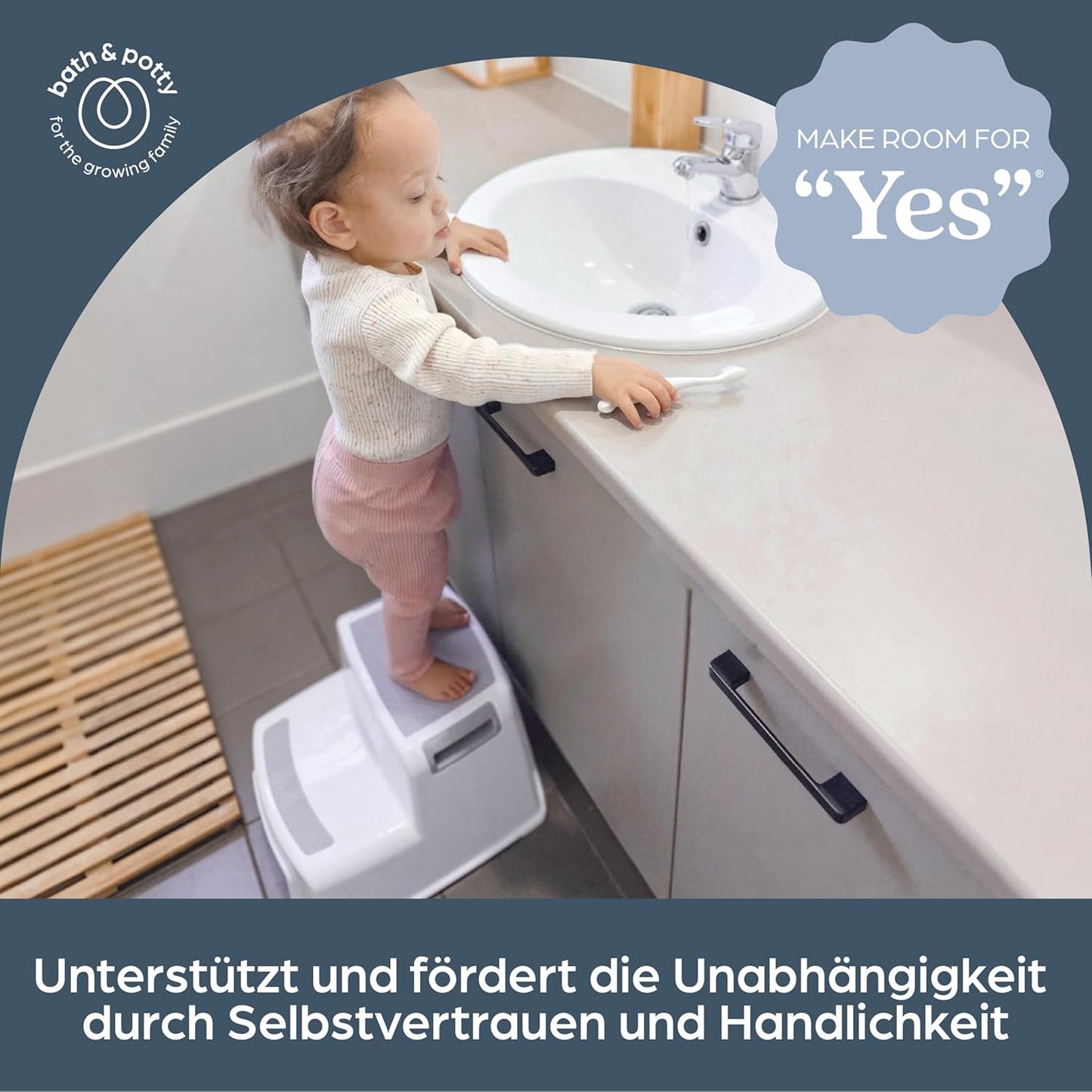 Zweistufiger Kinder-Tritthocker mit Anti-Rutsch-Funktion, Grau 2 Up